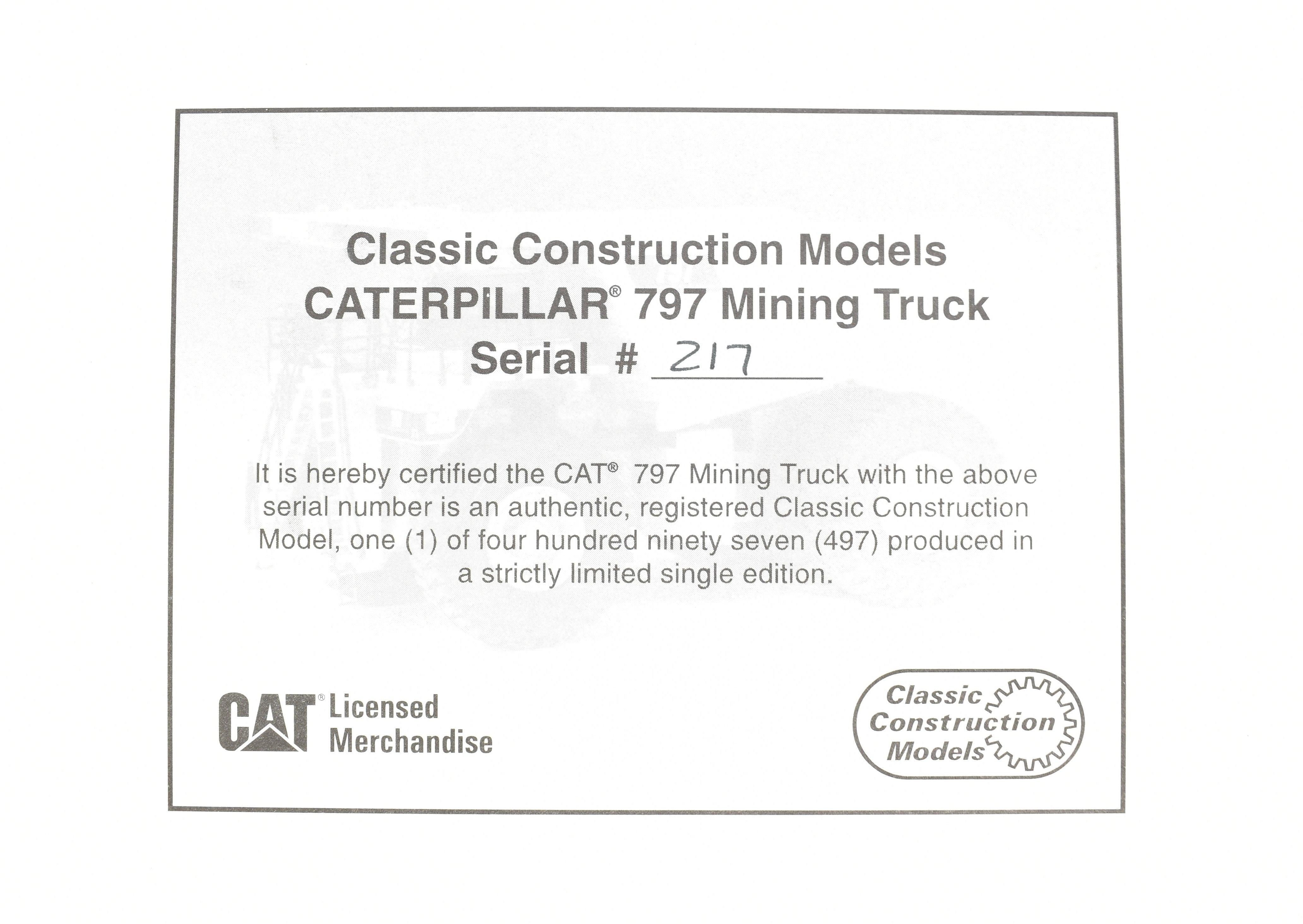 High - Quality HO Scale Brass Construction Caterpillar 797 Mining Truck Model by CCM