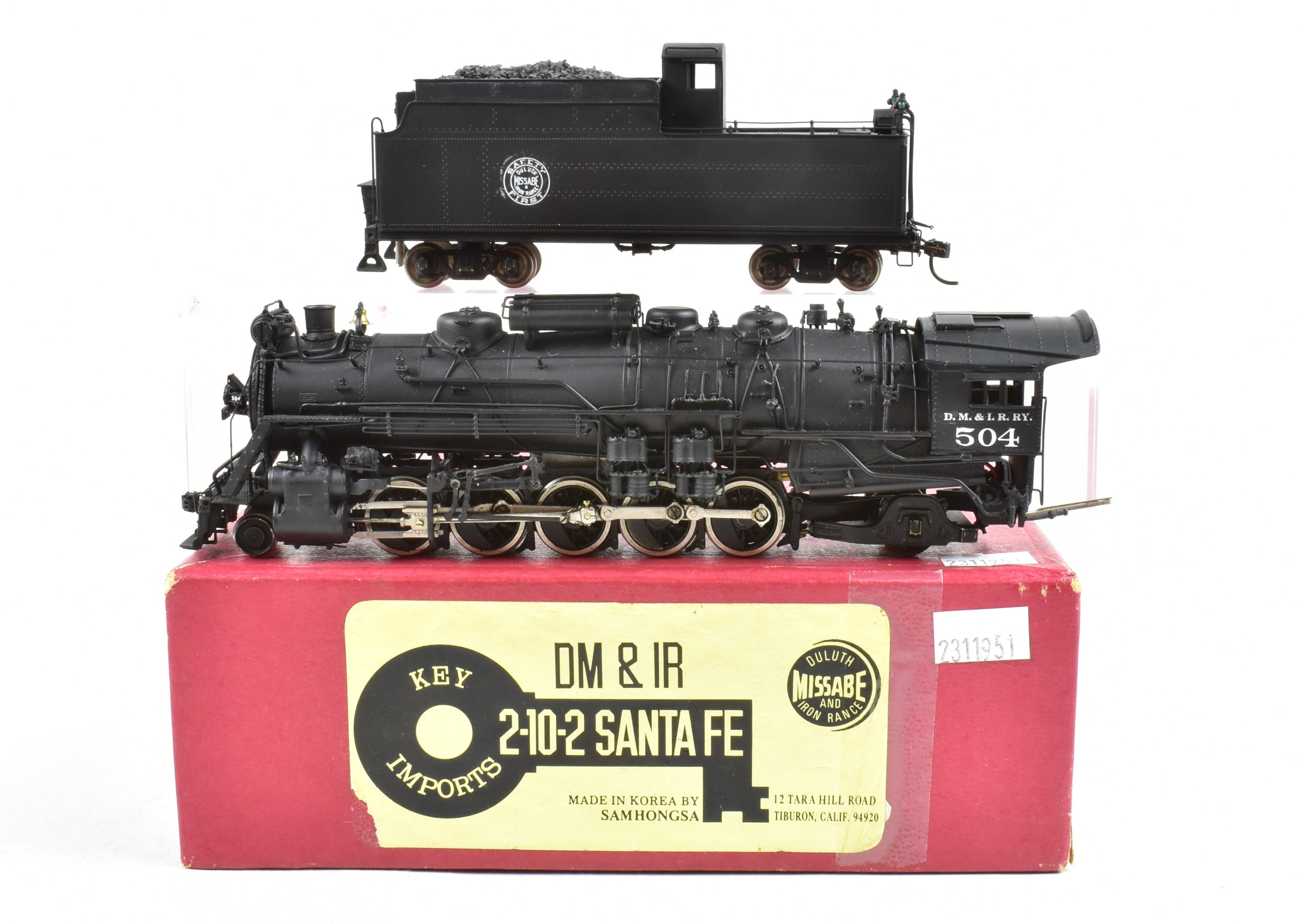 HO Brass Key Imports DM&IR 2-10-2 Santa Fe Class E Custom Painted Locomotive No. 504
