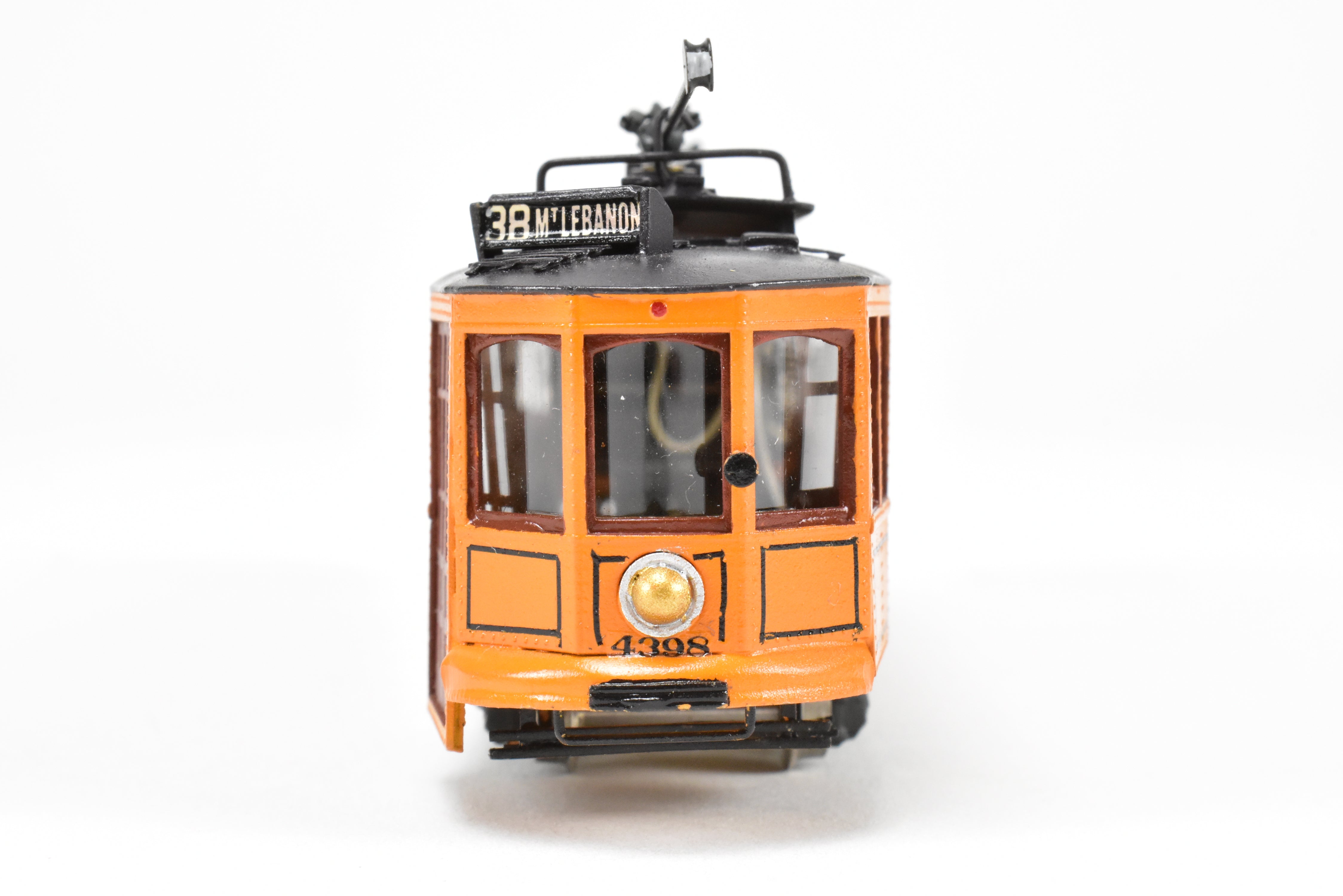 HO Scale Brass Custom-Painted Double-Ended Pittsburgh Railway Co. Jones Trolley Car #4398