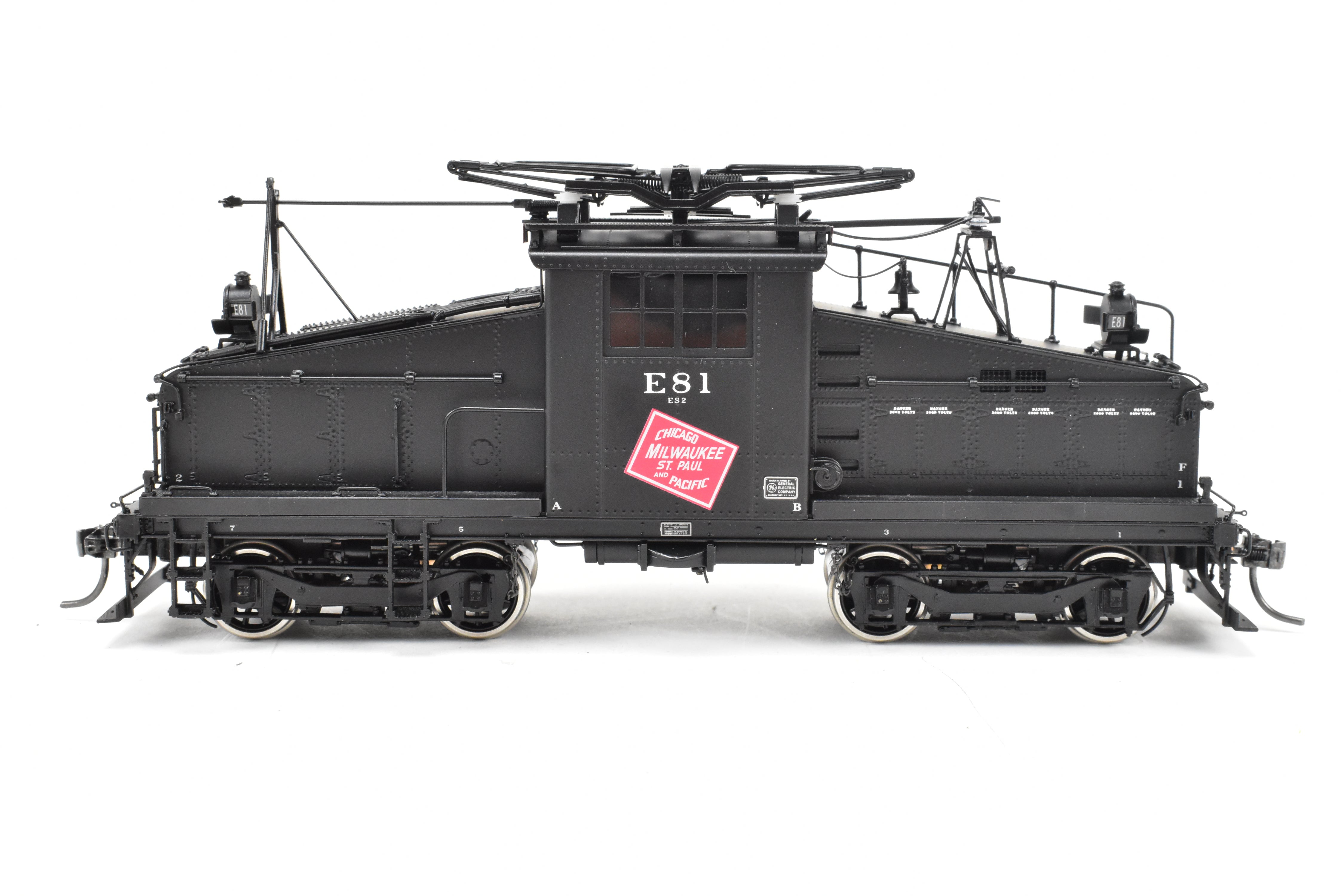 HO Scale Brass Model Train - Overland Models Inc. Milwaukee Road ES - 2 Electric Switcher F/P in Black Color, DCC Ready with New NWSL Gears, Numbered #E81