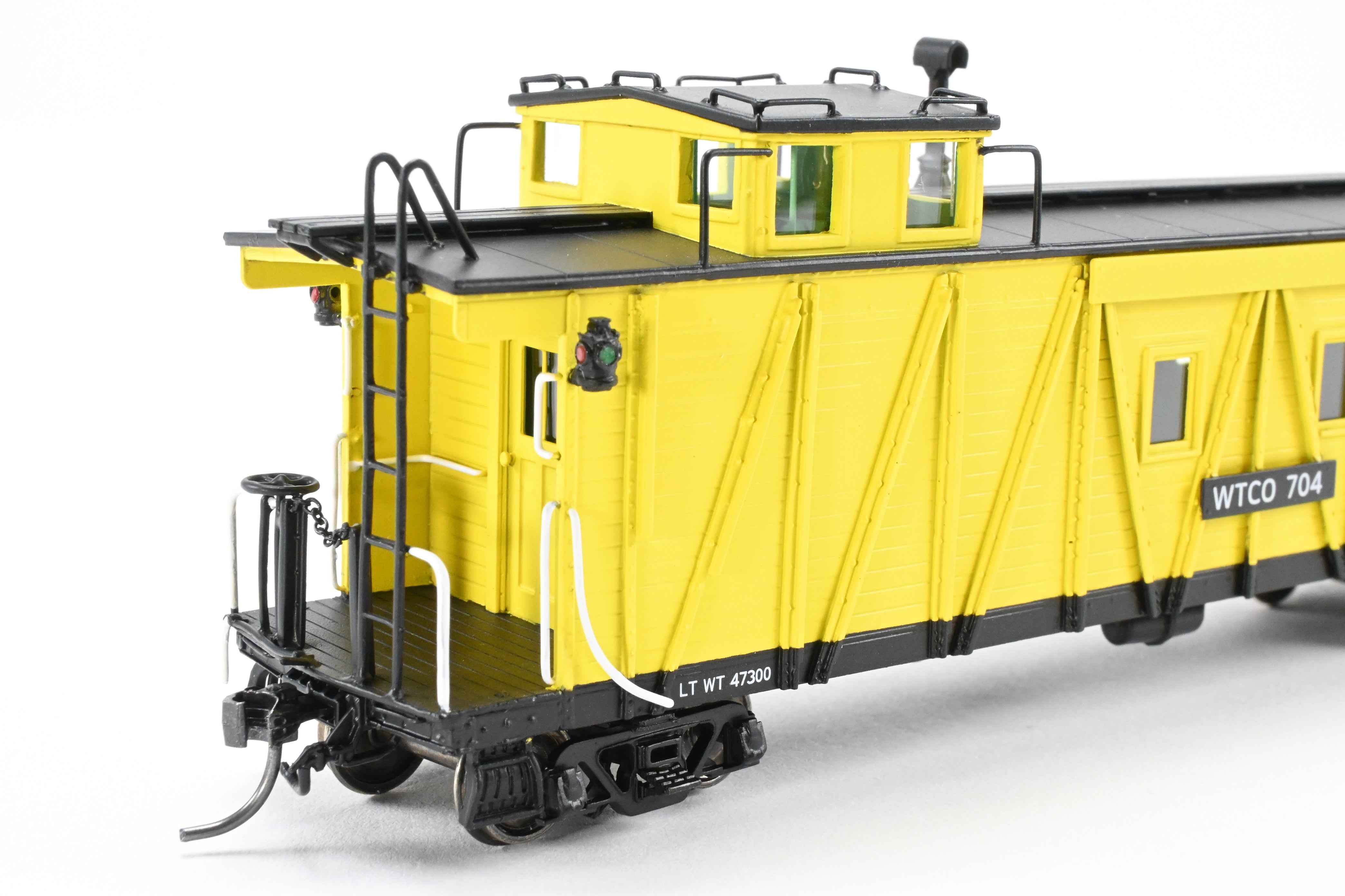 High - Quality HO Scale New Brass NBL - North Bank Line Weyerhaeuser Timber Caboose Model #704 FP in Bright Yellow