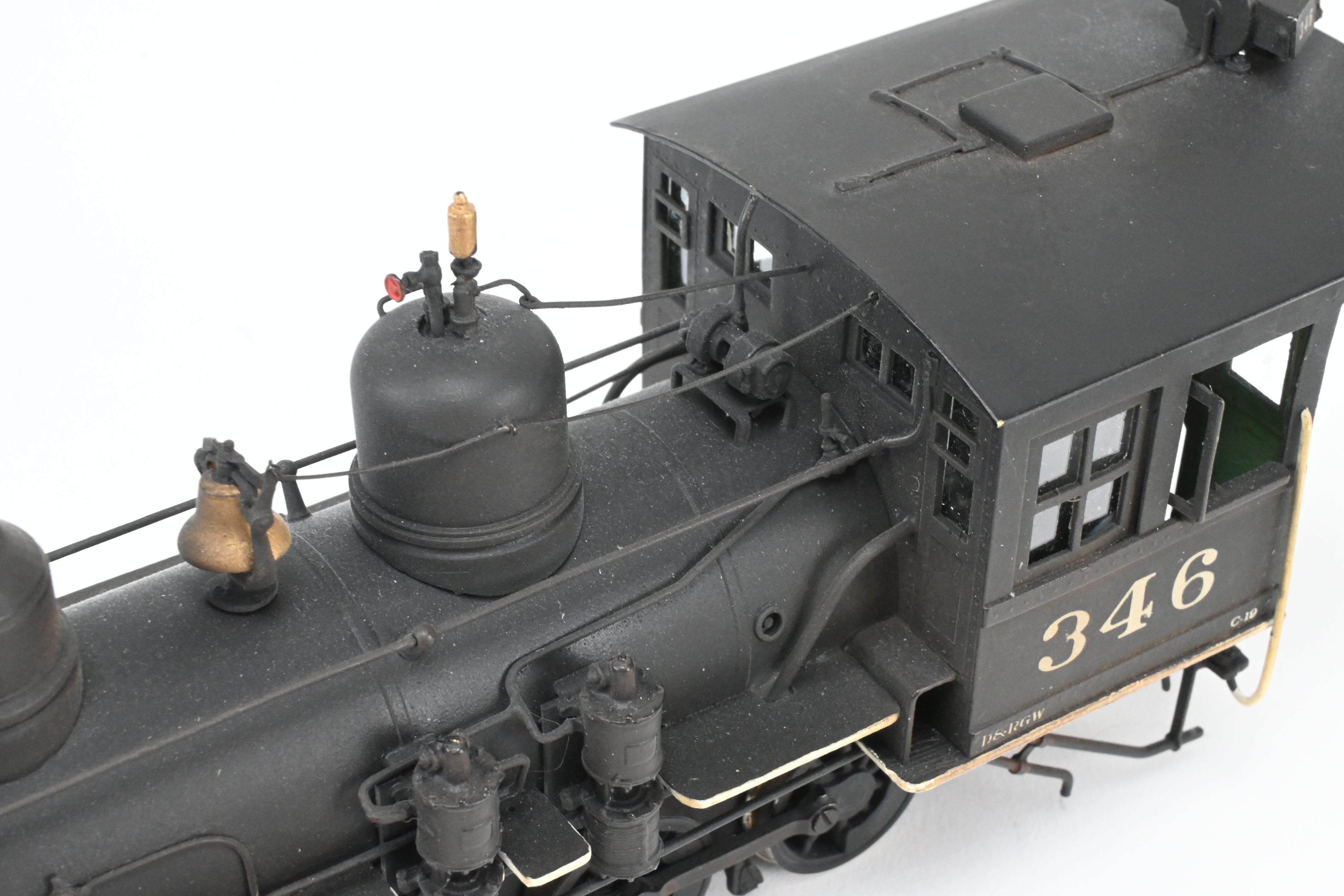 On3 Scale Brass Model Train - Balboa Scale Models' Exclusive Custom Denver & Rio Grande C-19 2-8-0 CP Locomotive with Correct Tender for Montezuma Lumber Co. #346, Featuring Added Details and SoundTraxx Tsunami DCC/Sound System