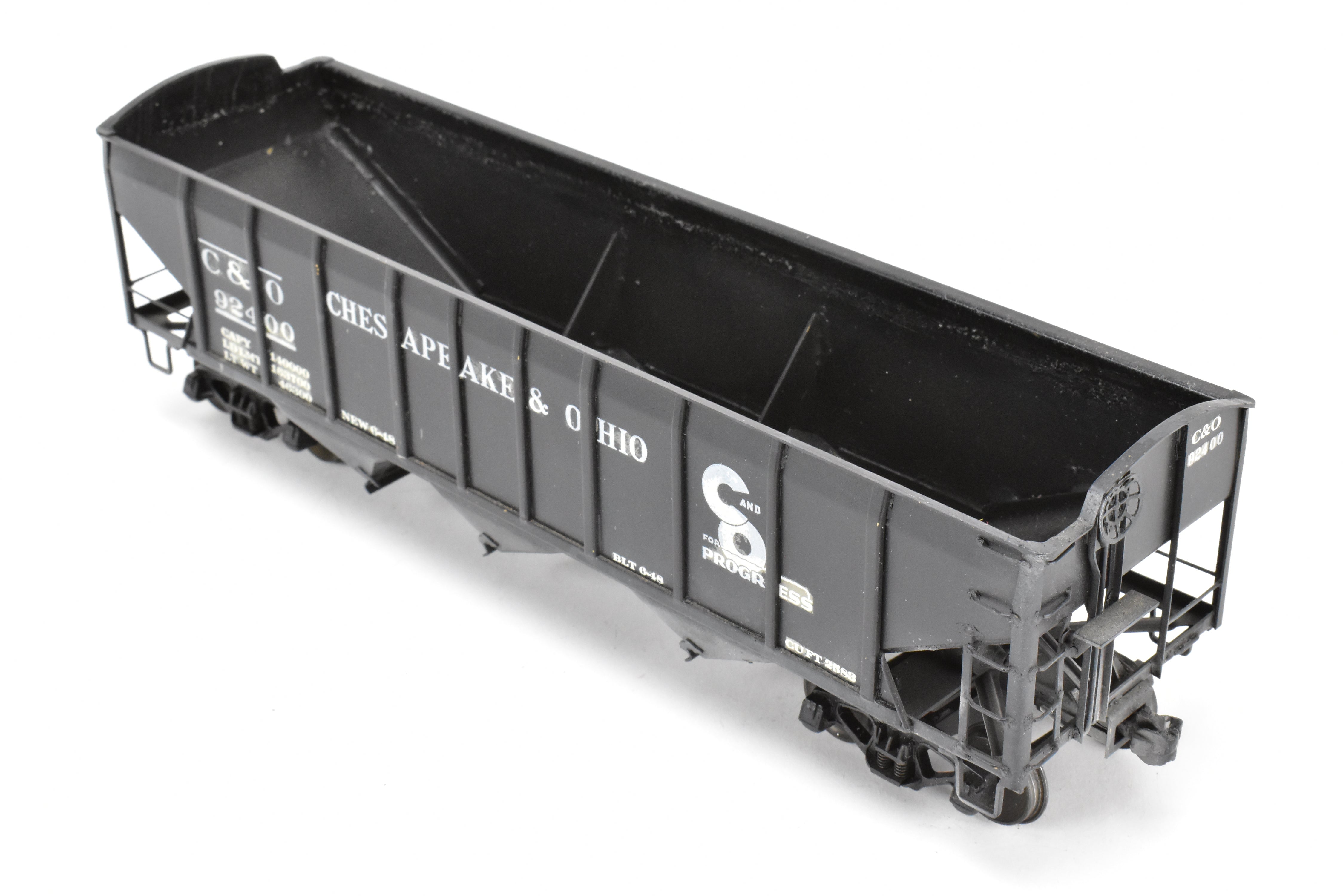 O Scale Model Train - Brass U.S. Hobbies Chesapeake & Ohio (C&O) ACF Welded Triple Hopper, Custom Painted with No. 92400, Without Original Box