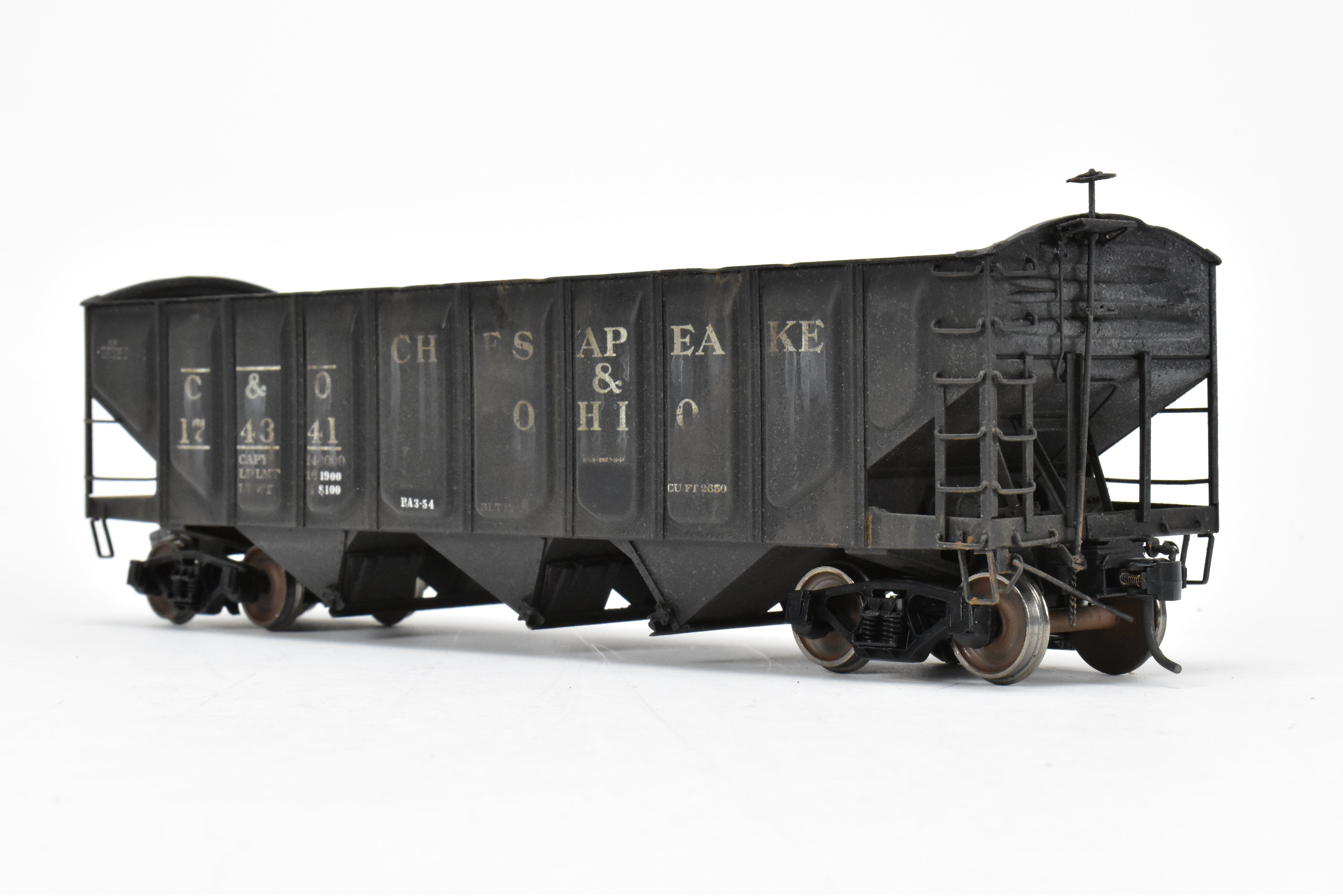 O Scale Custom Weathered Brass C&O 70 Ton Triple Hopper with Rounded Ends