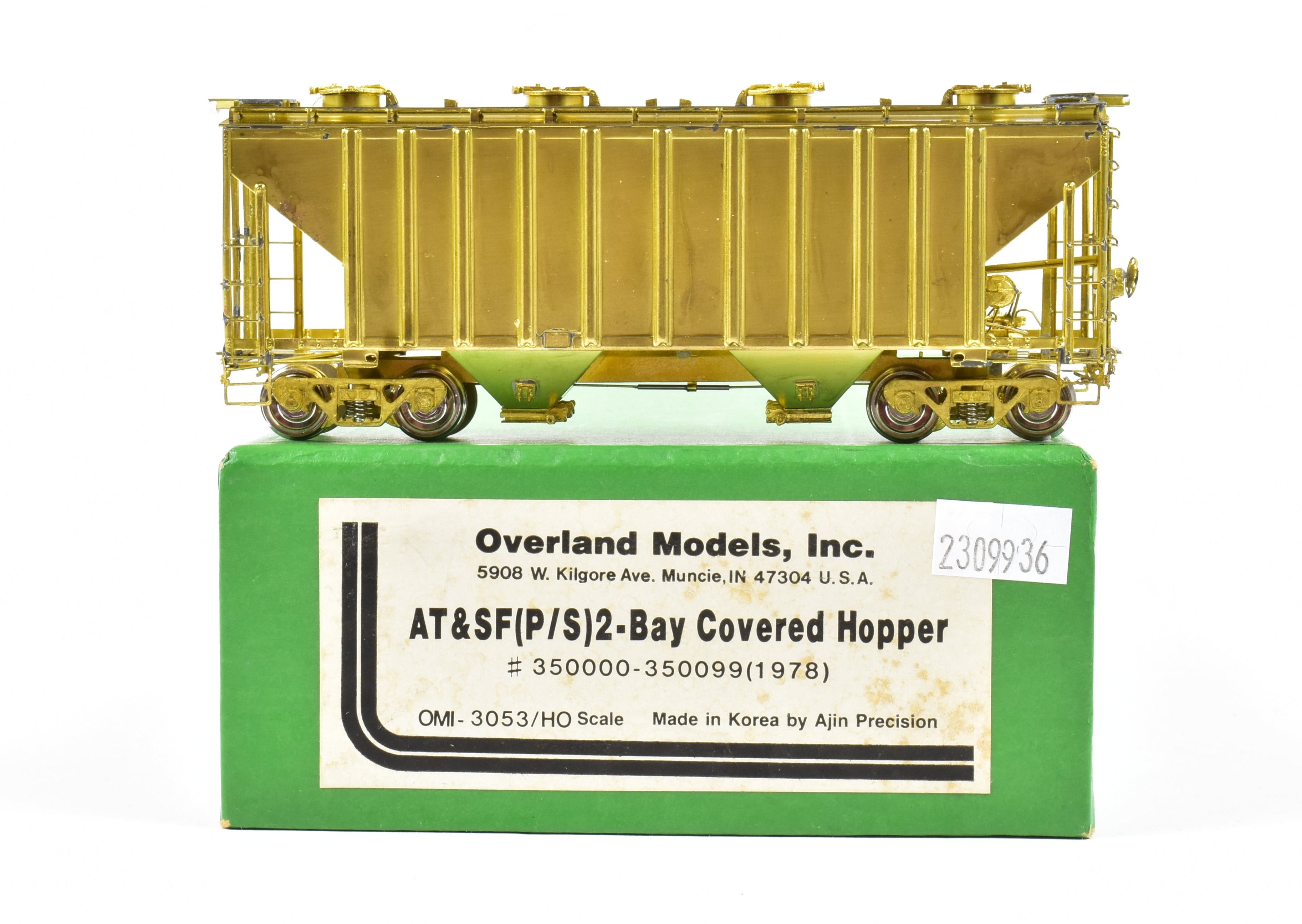 HO Scale Brass OMI (Overland Models, Inc.) ATSF - Santa Fe PS 2 - Bay Covered Hopper Model Train Car
