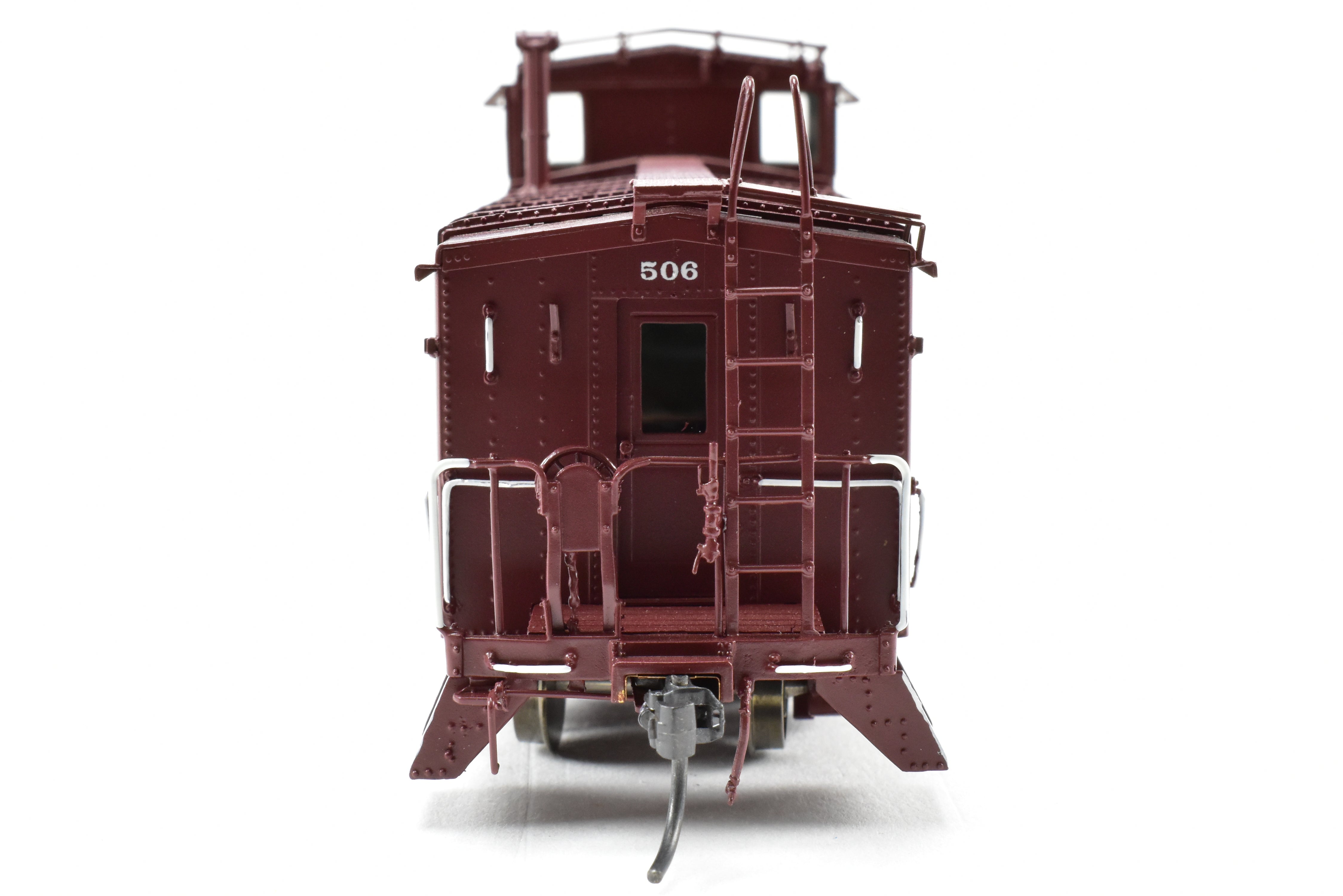 HO Scale Brass Division Point (DVP) Santa Fe Style Peaked Roof Caboose with Antenna and Factory Painted Finish, Road Number FP #506