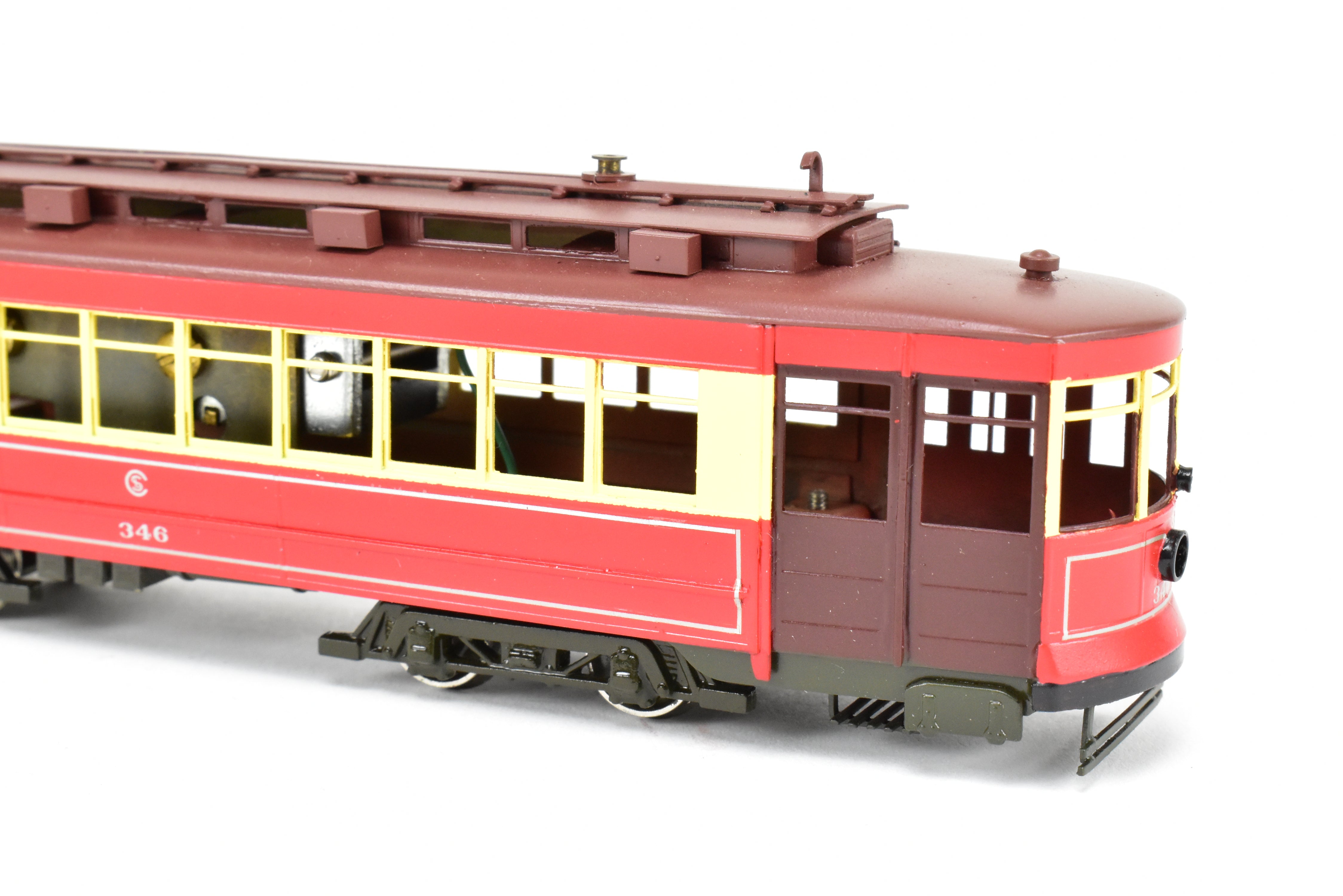 HO Scale Brass Chicago Surface Lines Big Brill Car Model - Fairfield Models 346 CSL, Custom Painted with 4 Vents, Road Number 346