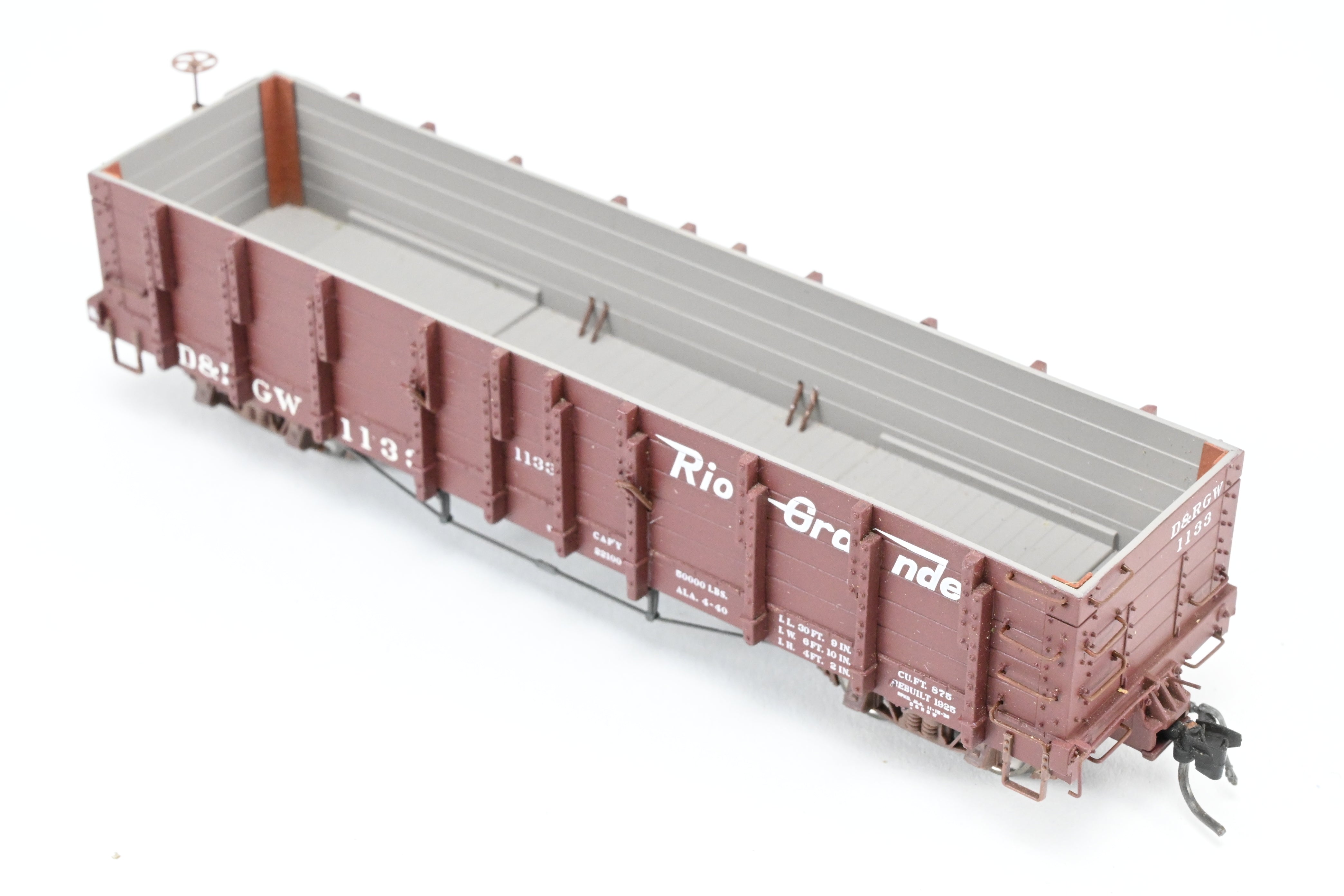 HOn3 Blackstone Models D&RGW Brown High Side Gondola No. 1133 with Flying Grande Herald