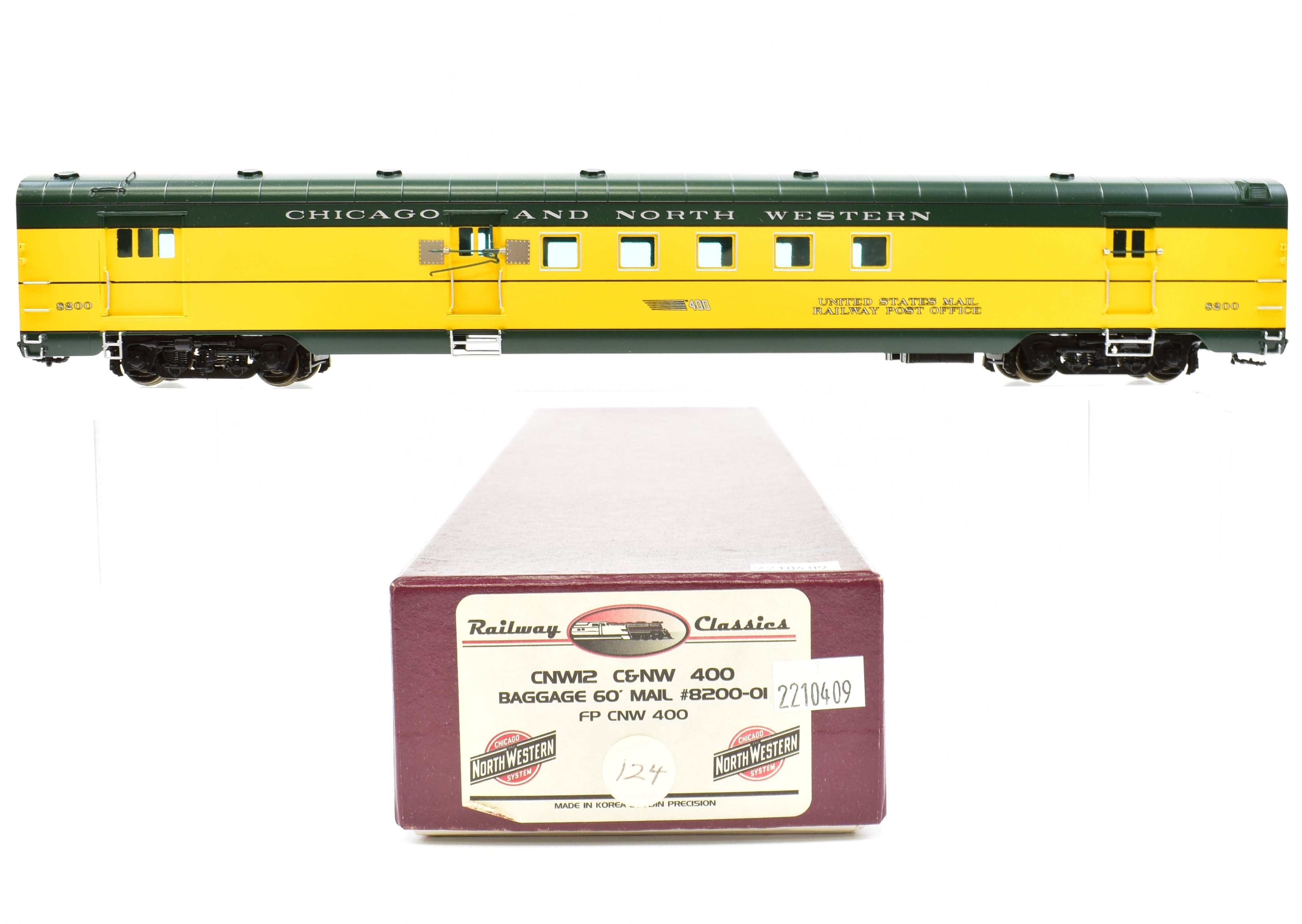 HO Brass C&NW Chicago and North Western 400 60' Mail RPO Baggage Car #8200