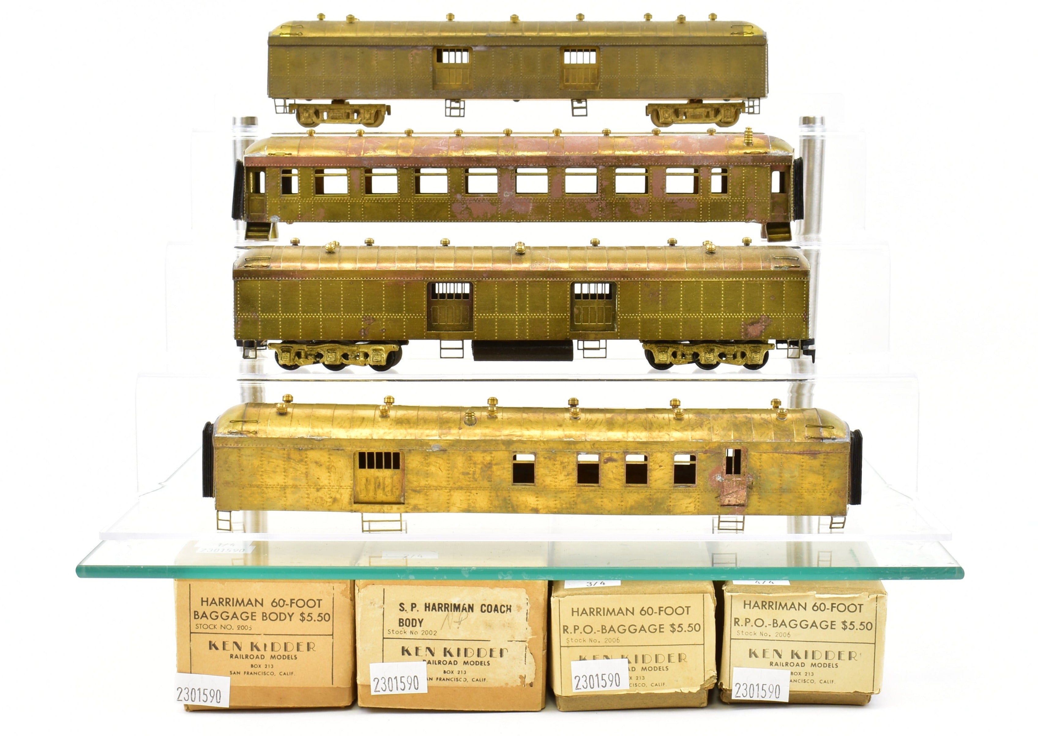HO Scale Brass Model Train Ken Kidder SP - Southern Pacific/T&NO & Various Harriman 4-Car Set in As-Is Condition