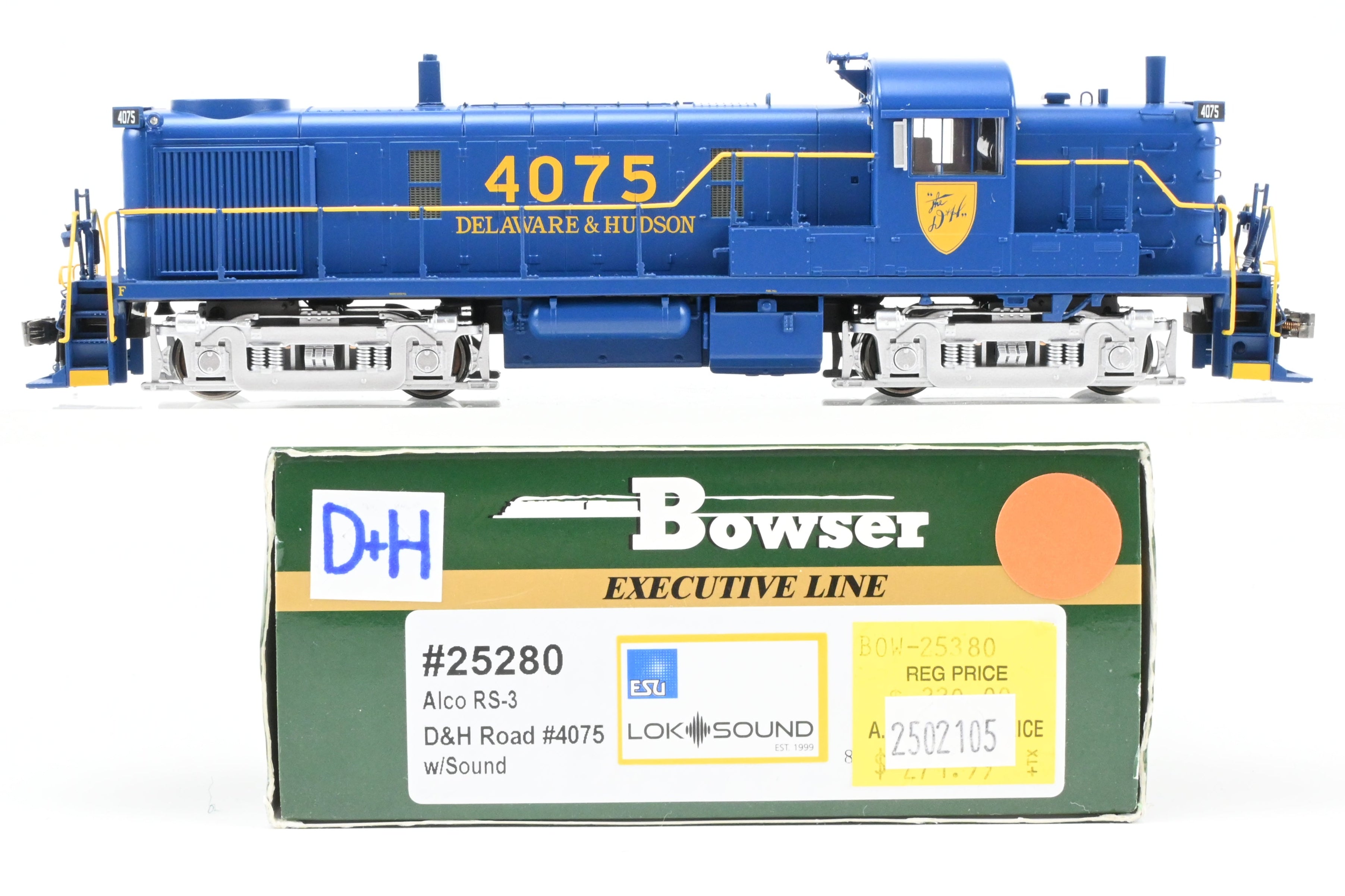 HO Scale Bowser Executive Line Delaware & Hudson Alco RS - 3 Model Train with ESU DCC and Sound Function, Factory - Painted in D&H Colors, Road Number 4075