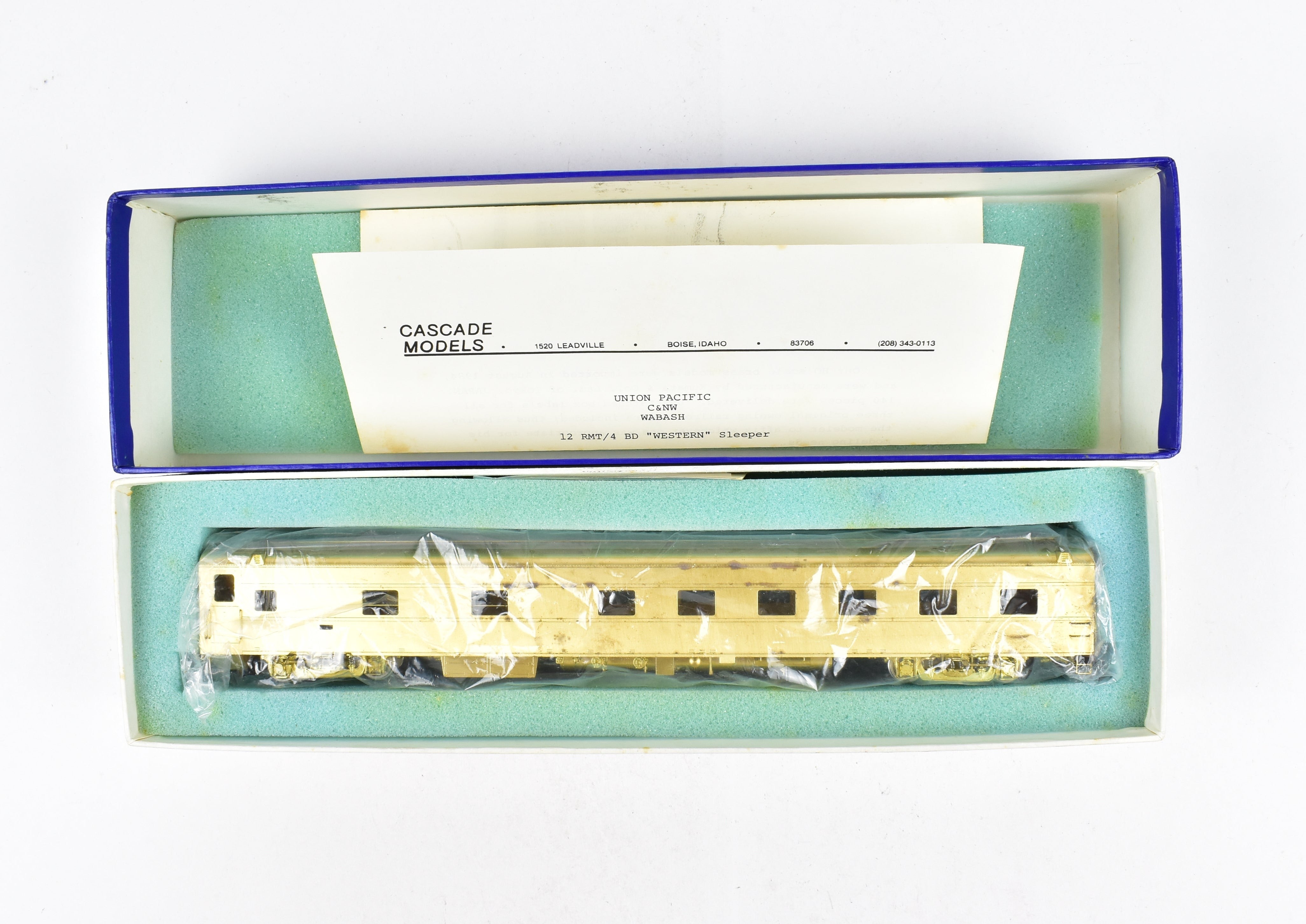 HO Scale Brass Union Pacific 12-4 Western Sleeper by Cascade Models