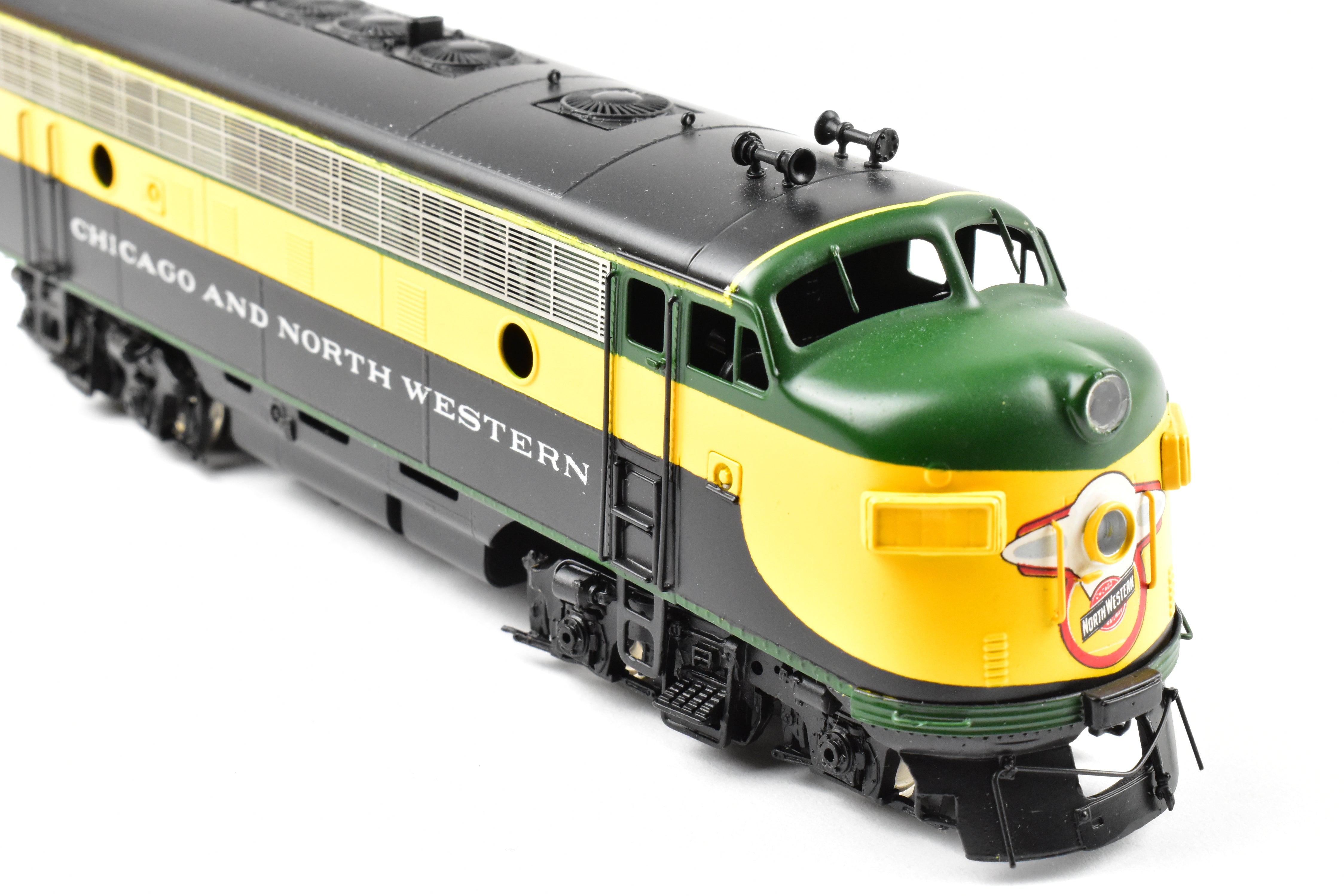 High - Quality HO Scale Brass Model Train Set - Chicago and Northwestern EMD F7A/F7B/F7A Phase I 1500 HP 3 - Unit Set in Freight Scheme by Oriental Limited