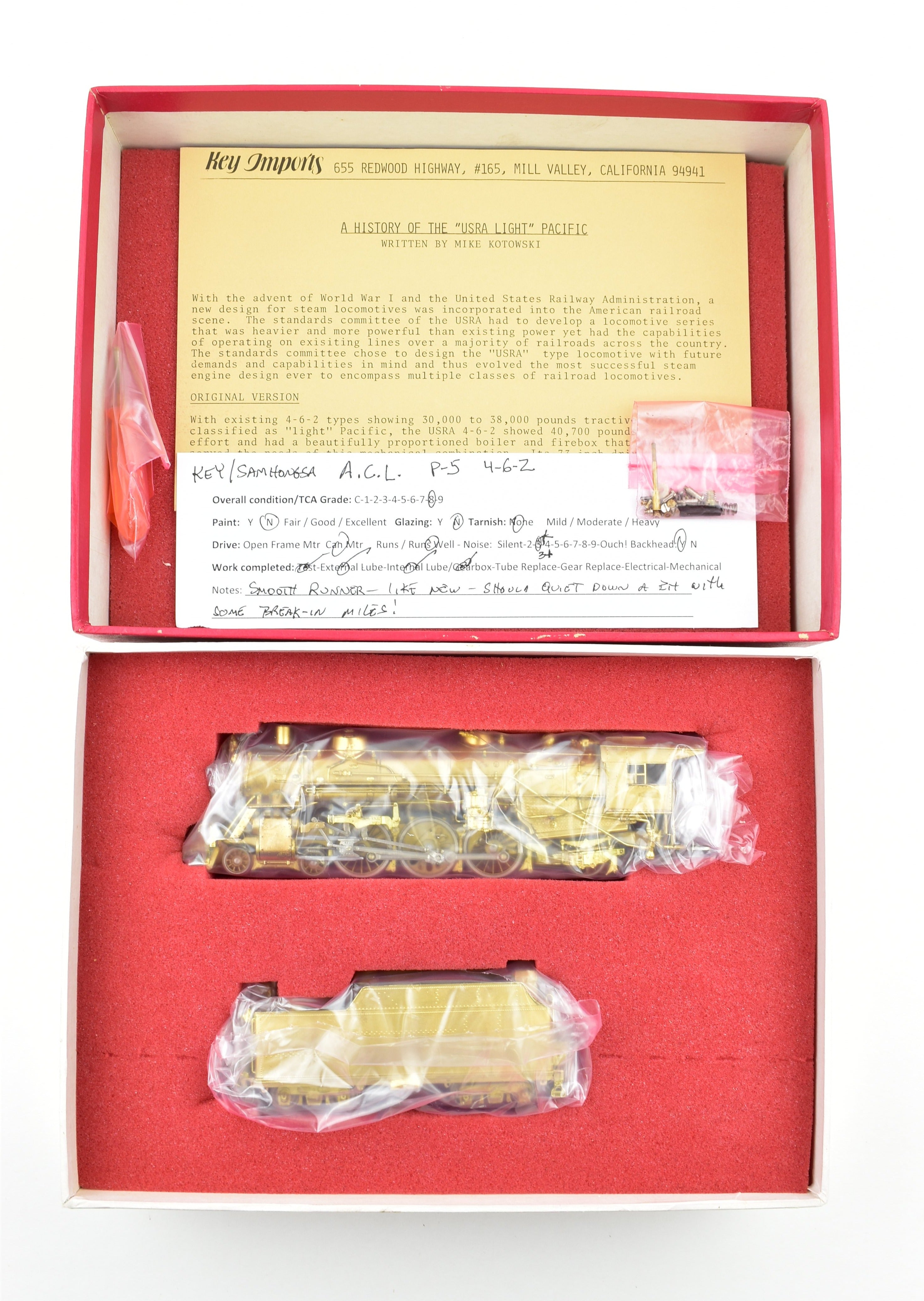 High - Quality HO Scale Brass Key Imports ACL - Atlantic Coast Line P - 5 4 - 6 - 2 Pacific Steam Locomotive Model