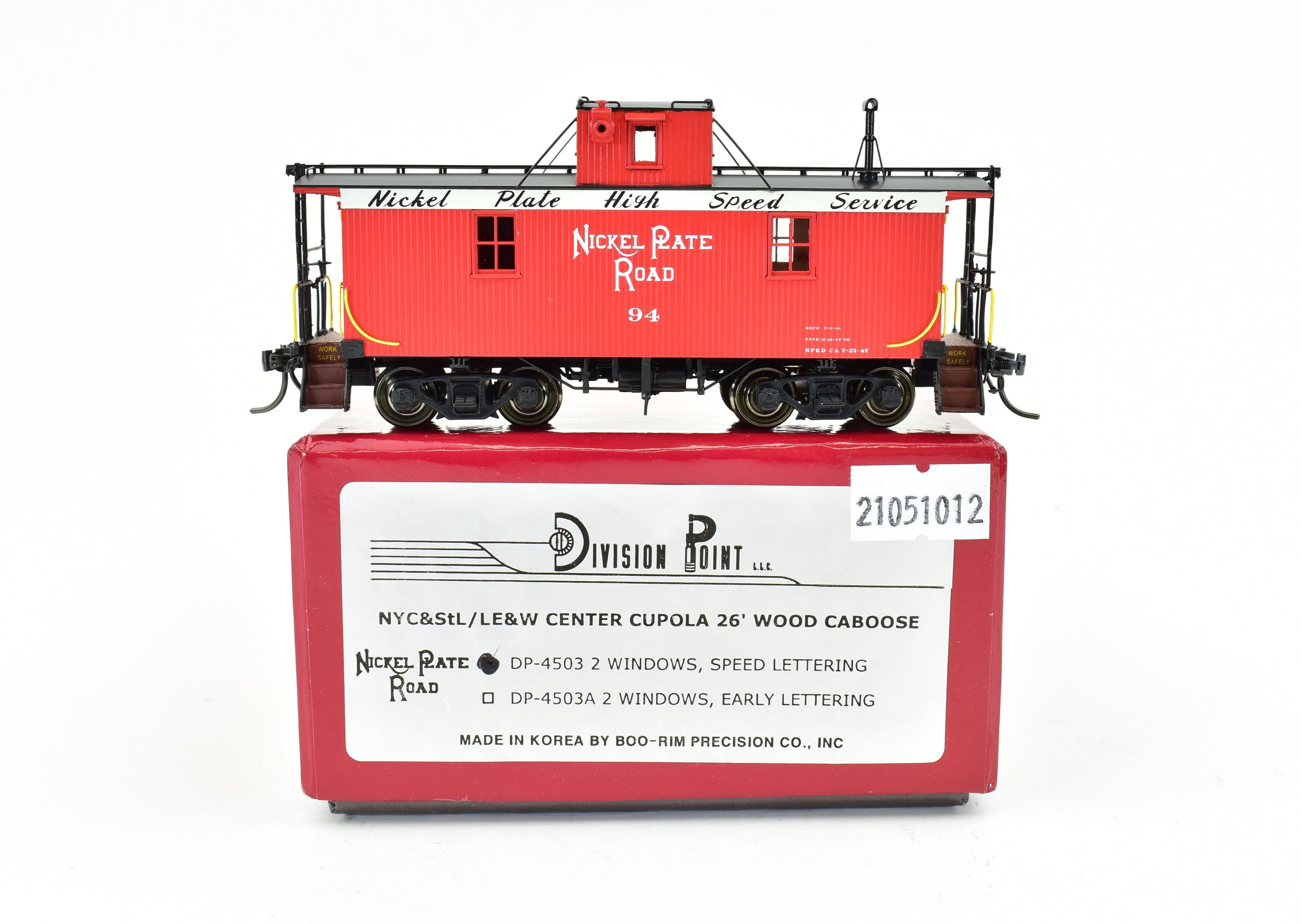 HO Scale Brass Division Point NYC & St.L - Nickel Plate Road LE&W 26-Foot Wood Caboose Factory Painted Limited Edition Model