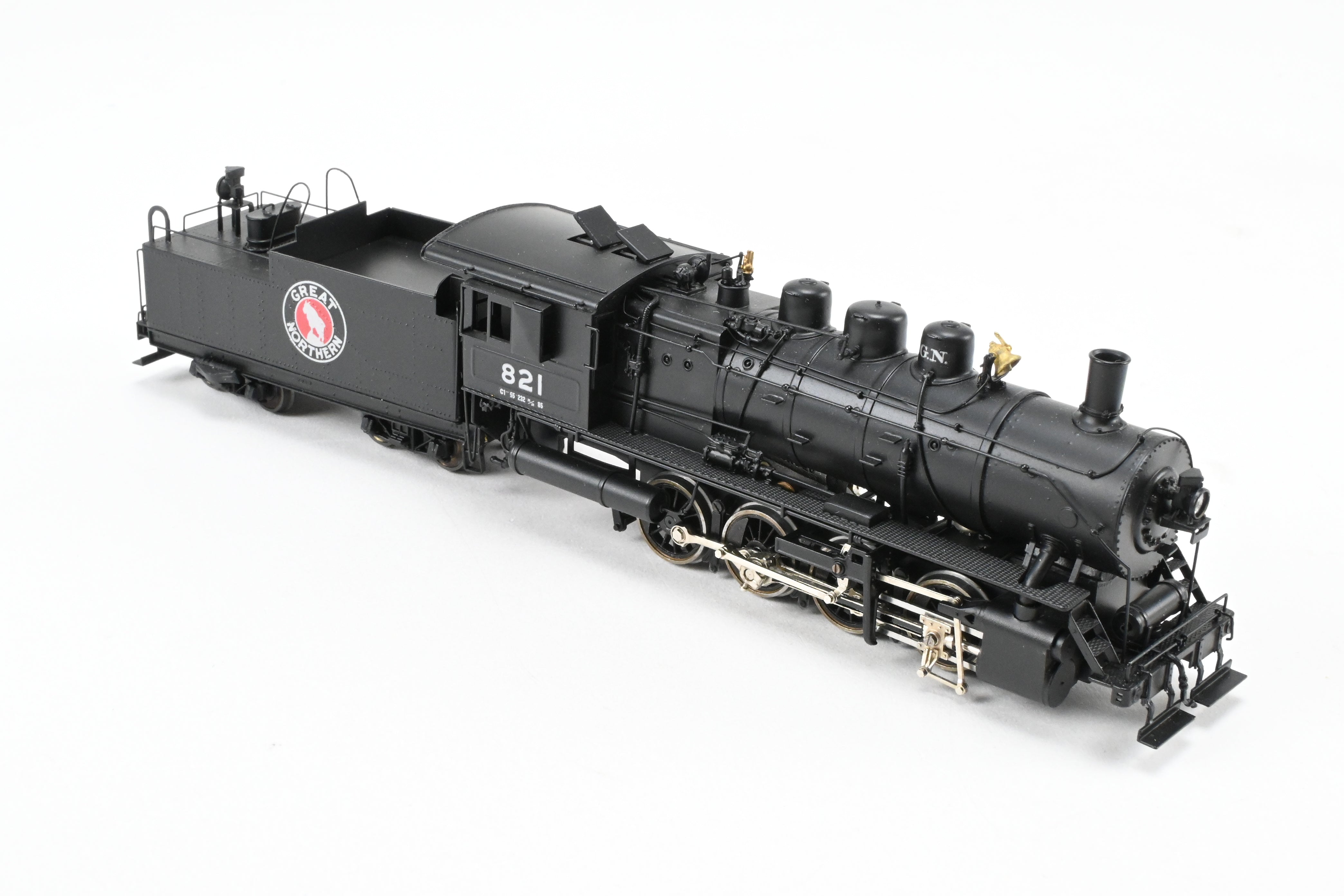 HO Scale Brass Model Train - PFM - Tenshodo Great Northern C - 1 0 - 8 - 0 Switcher Factory Painted Locomotive #821 with TPE Suspension from 1985 Production Run
