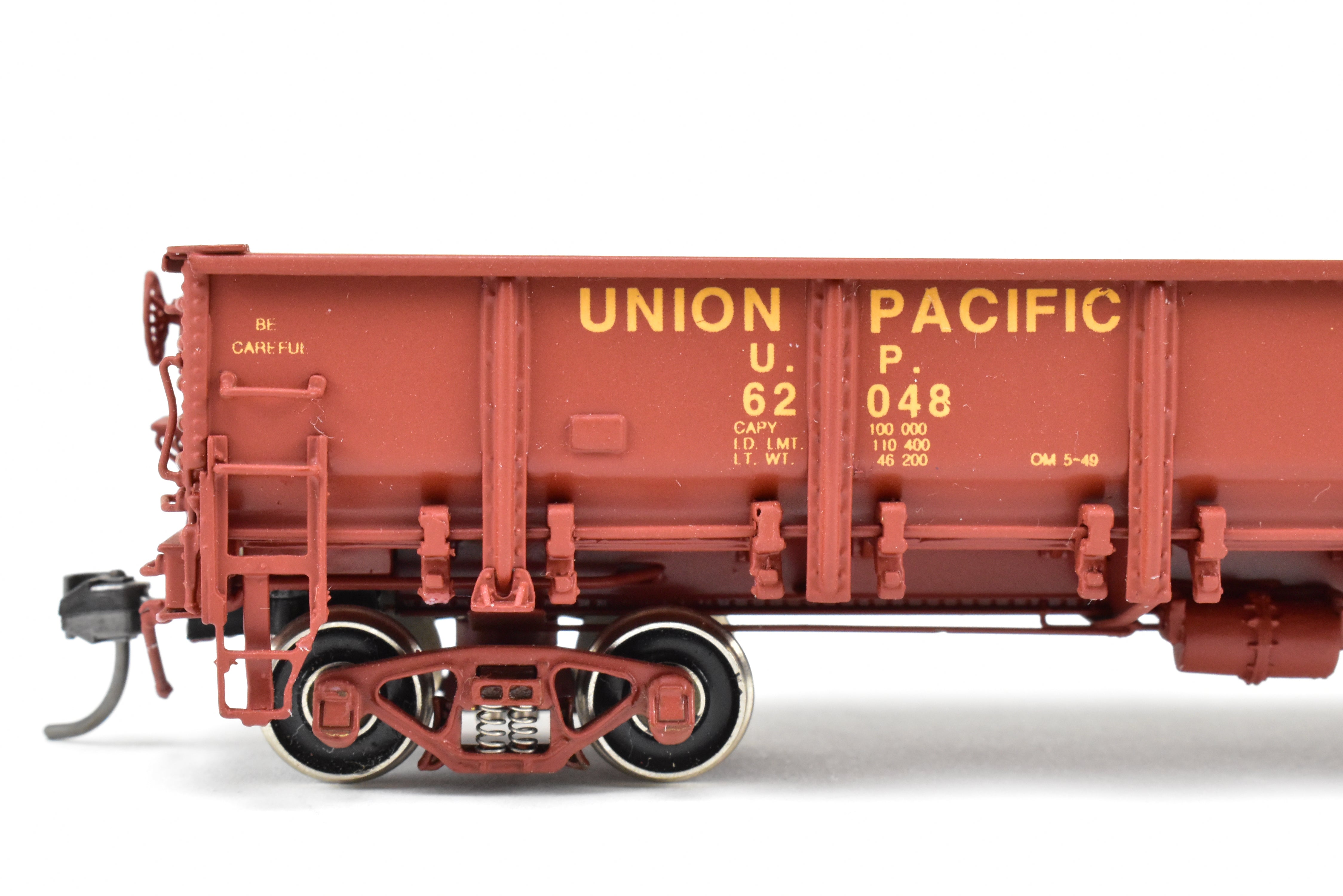 HO Scale Brass Gondola Model - Challenger Imports Union Pacific Class G50 - 7 Drop Bottom Gondola Version 1 with Single Side Sheets, Factory - Painted and Numbered FP #62048