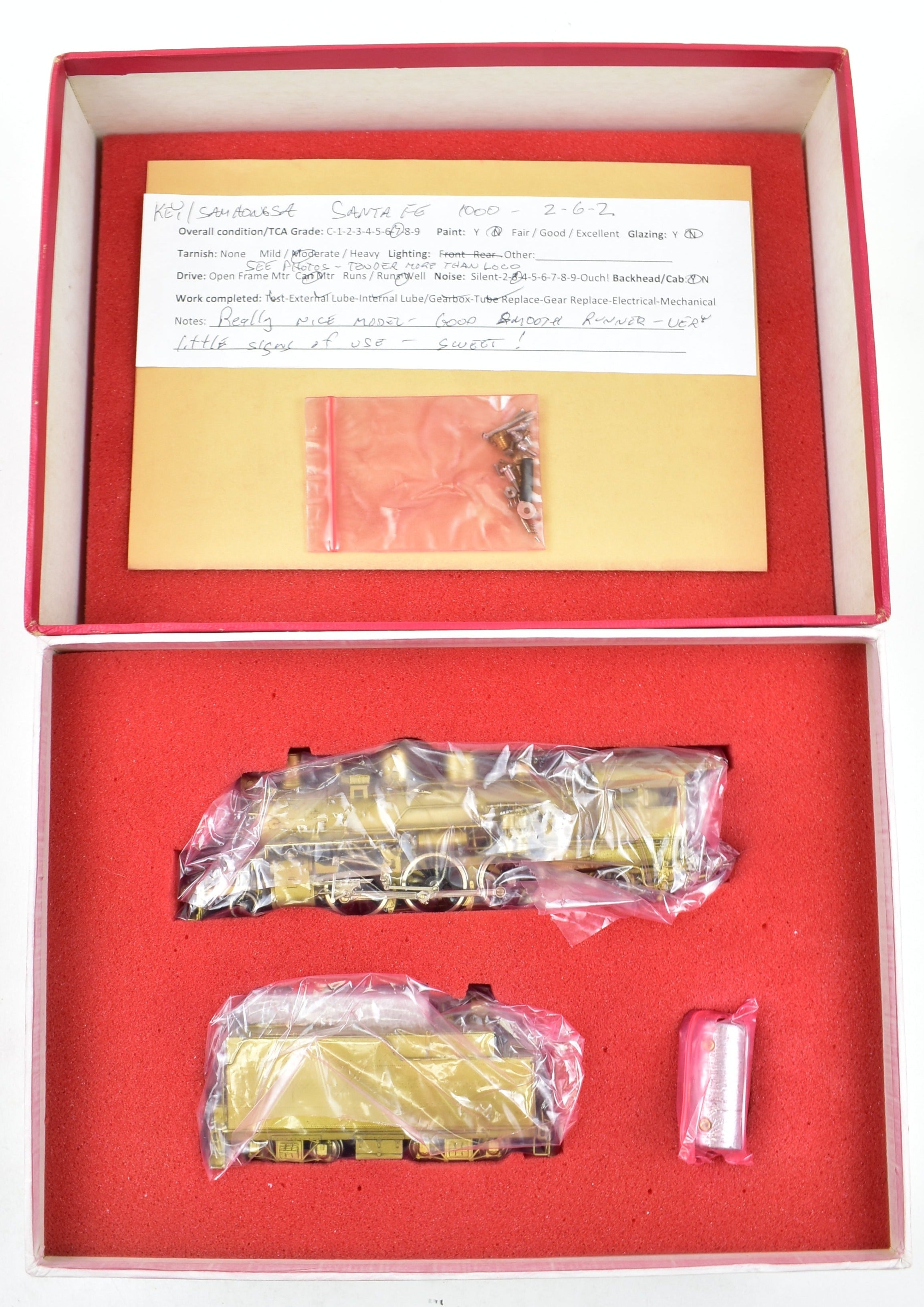 HO Brass Key Imports ATSF Santa Fe 1000 Class 2-6-2 Prairie Model with Spares