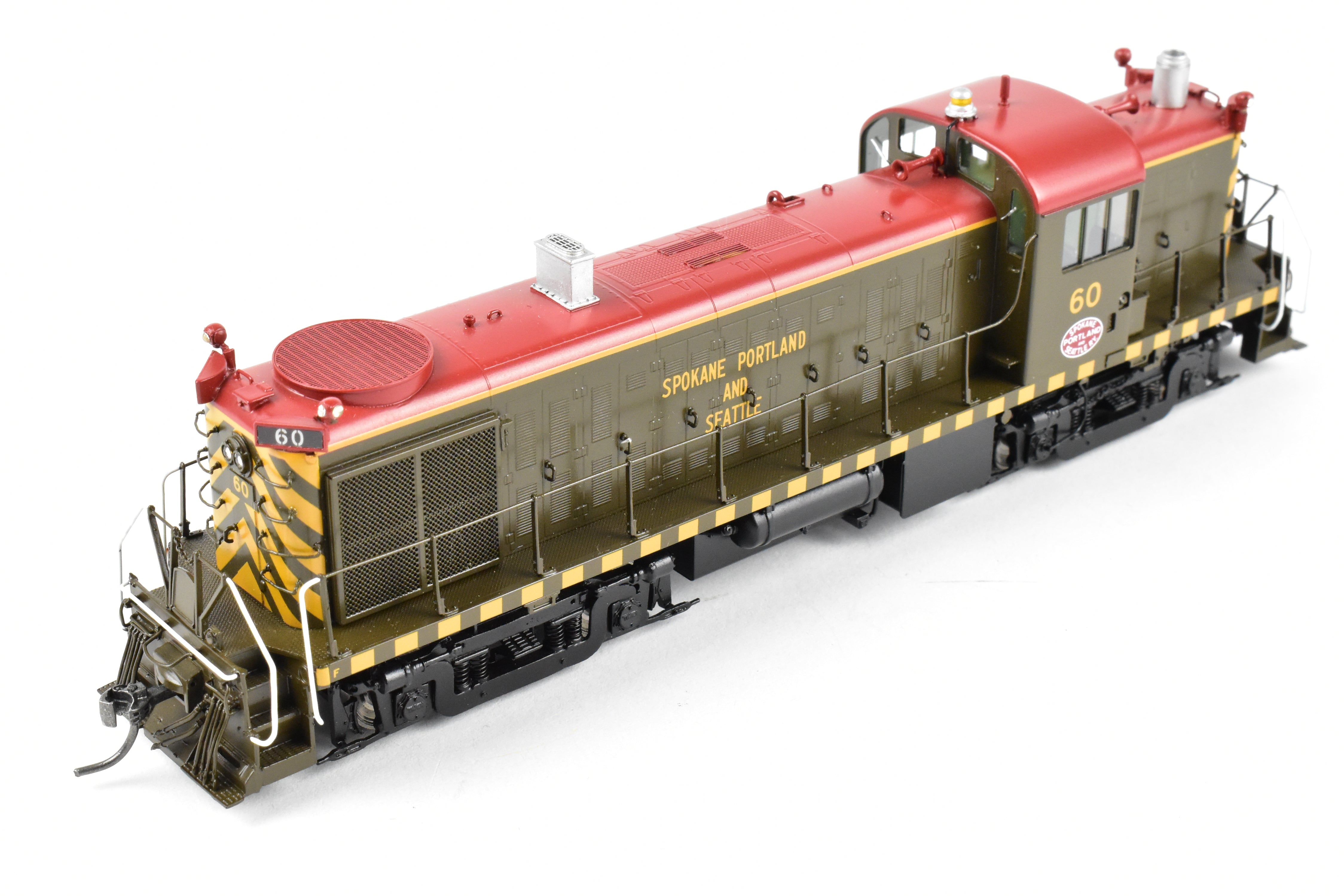 HO Scale Brass Model Train Engine - Division Point (DVP) SP&S (Spokane Portland & Seattle) Alco RS - 2 Factory Painted Tiger - Stripe Engine #60