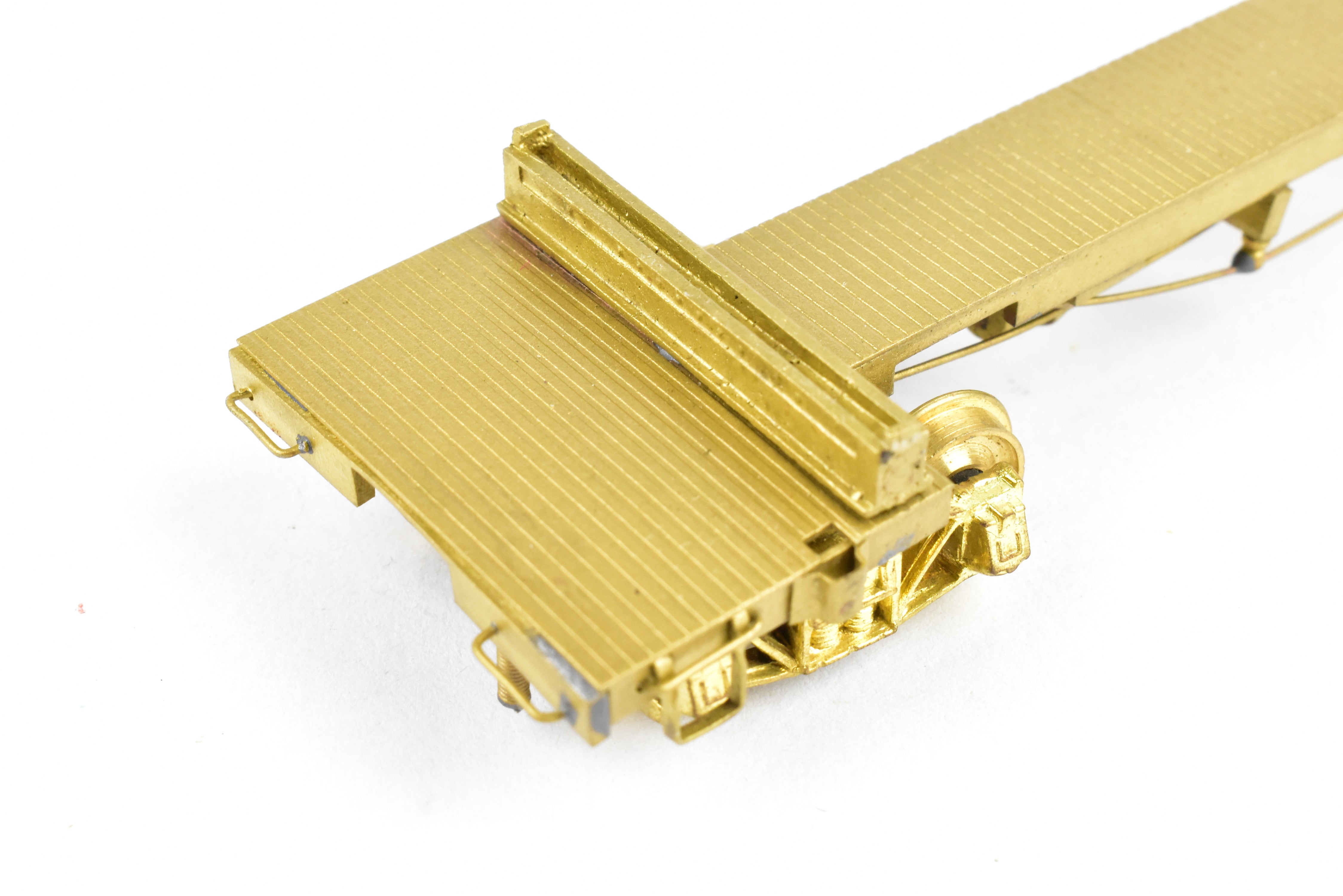 HO Scale Brass Model Train Log Car by Far East Distributors - Northern Pacific 41-Foot Log Car with Seattle Car & Foundry Archbar Trucks