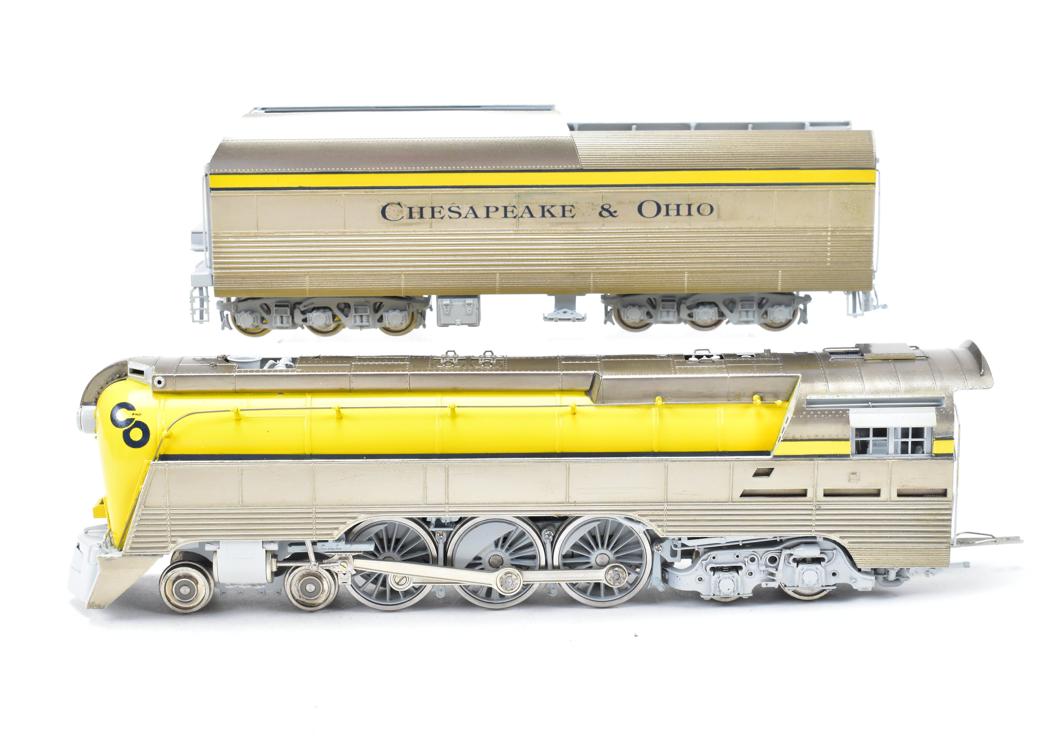 HO Scale Brass Model Train - Precision Scale Co. Chesapeake & Ohio Class L-1 Streamlined 4-6-4 Hudson FP in Stunning Yellow Color