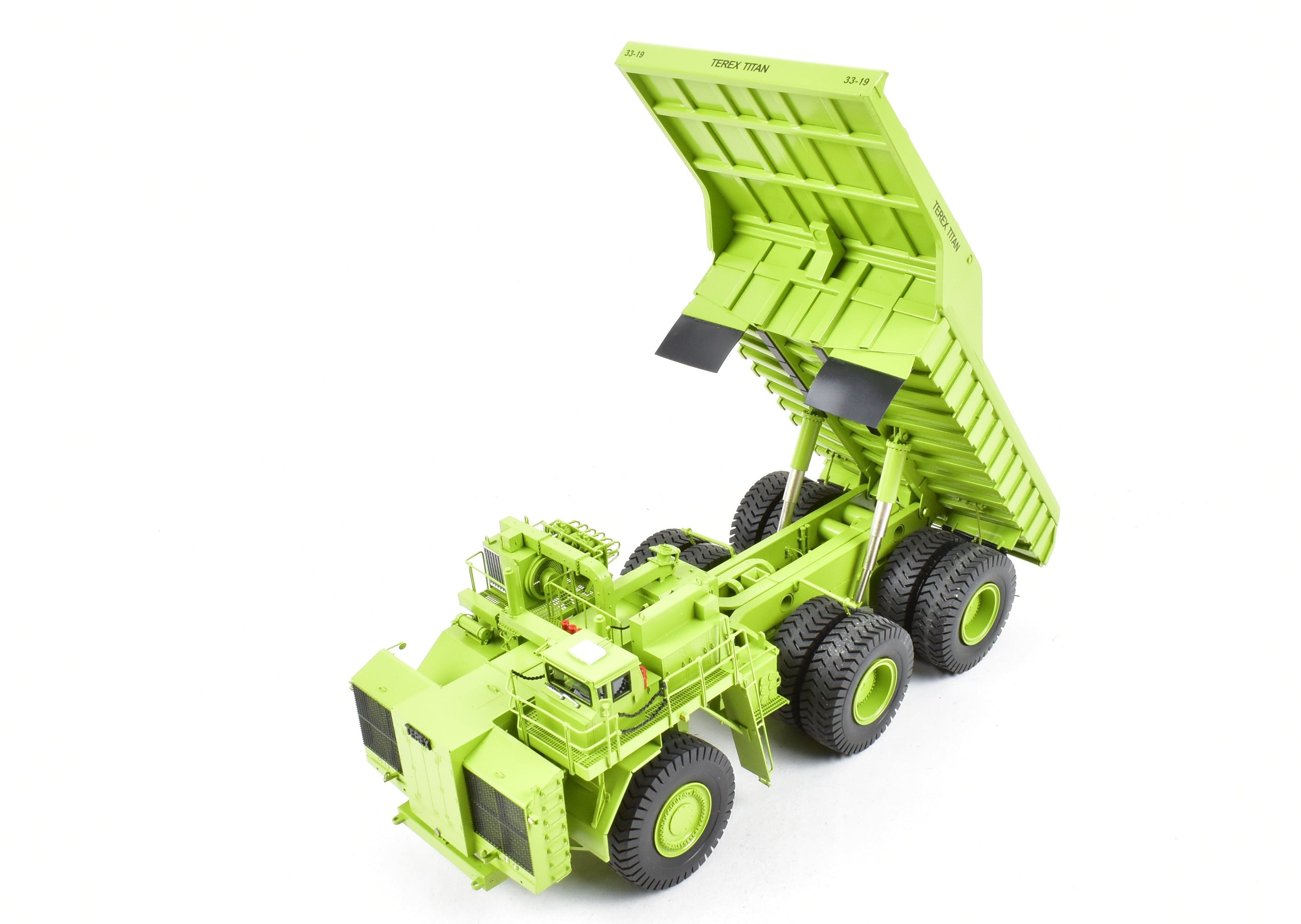 High - Quality HO Scale Brass Construction EMD Models Terex Titan 33 - 19 Hauler in Factory - Painted FP Green, A Rare and Sought - After Collectible Model