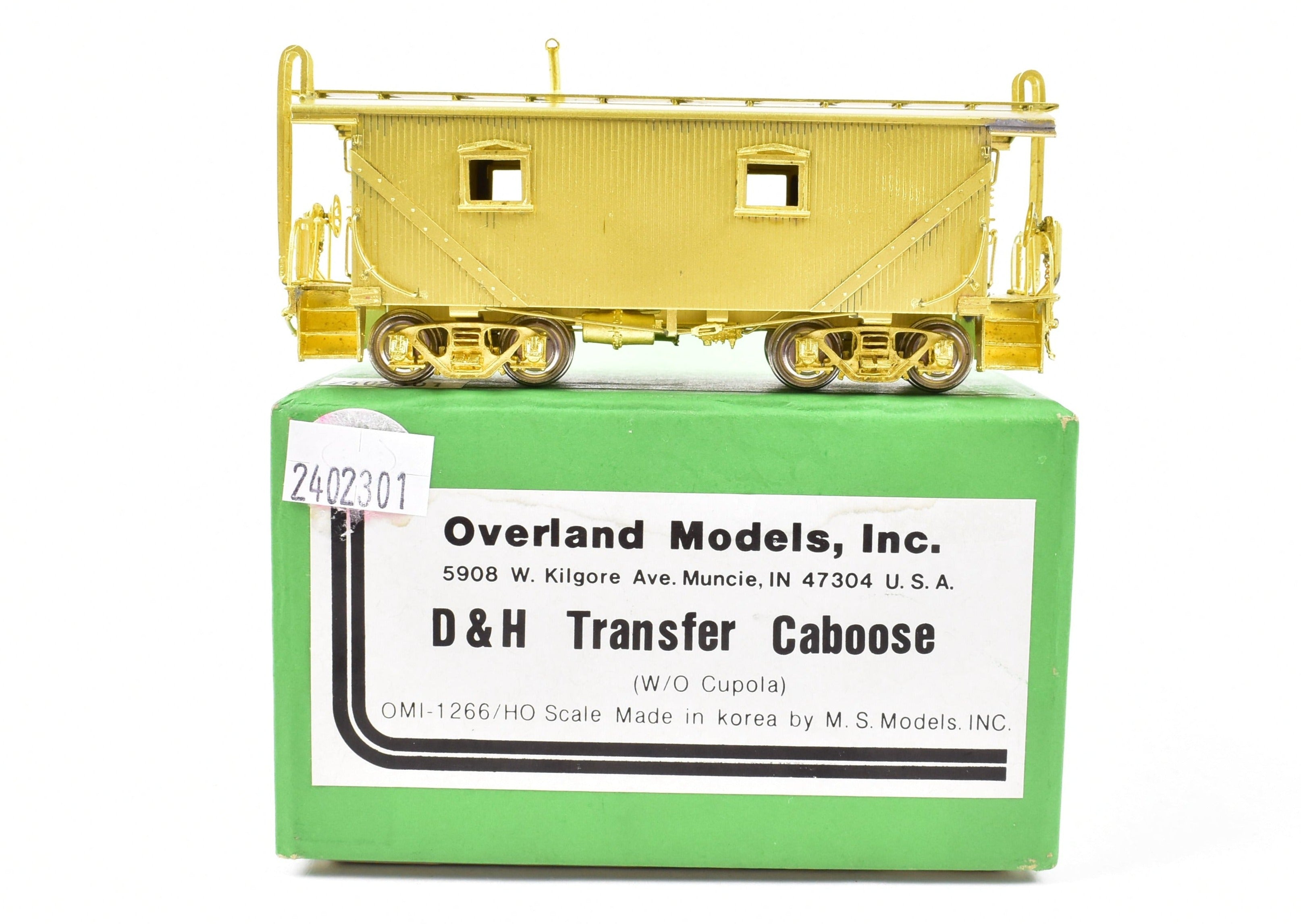 HO Scale Brass OMI - Overland Models, Inc. Delaware & Hudson (D&H) Wood Sheath Transfer Caboose without Cupola Model Train