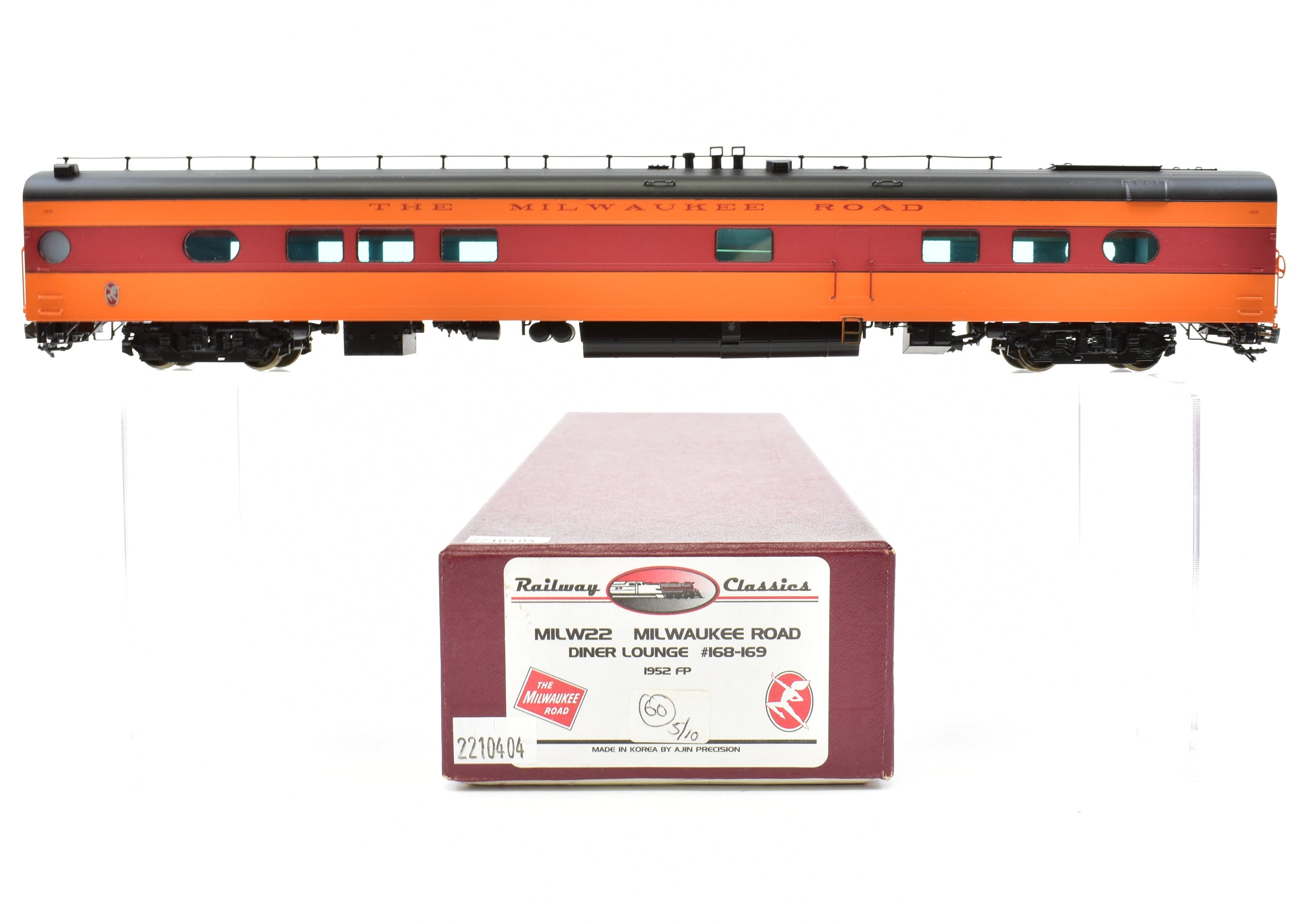 HO Scale Brass Railway Classics Milwaukee Road (MILW) Diner Lounge Model, Factory Painted with Road Number 169