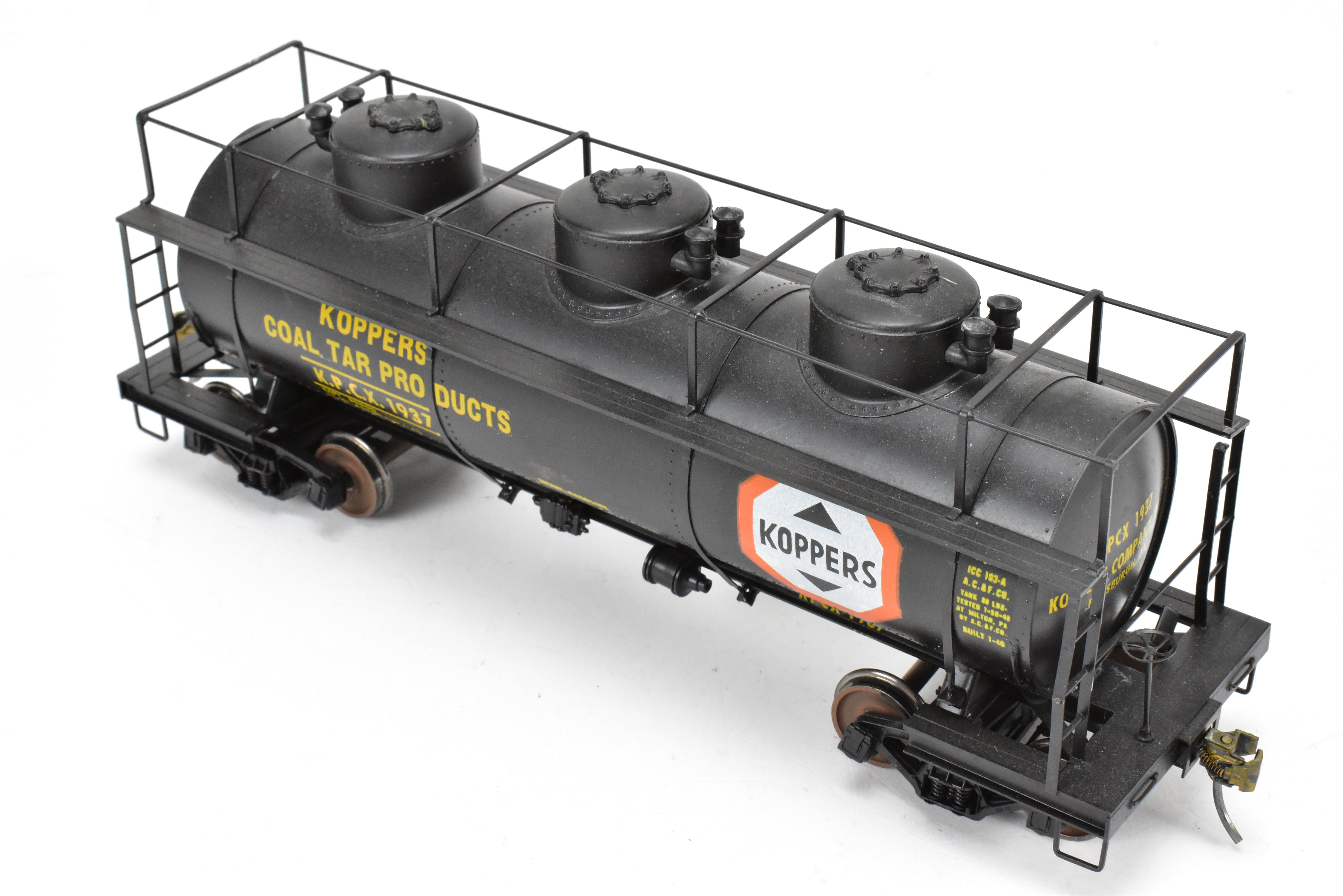 O Scale Brass Max Gray 3 - Dome Tank Car Custom - Painted for KPCX 1937 Koppers Tar