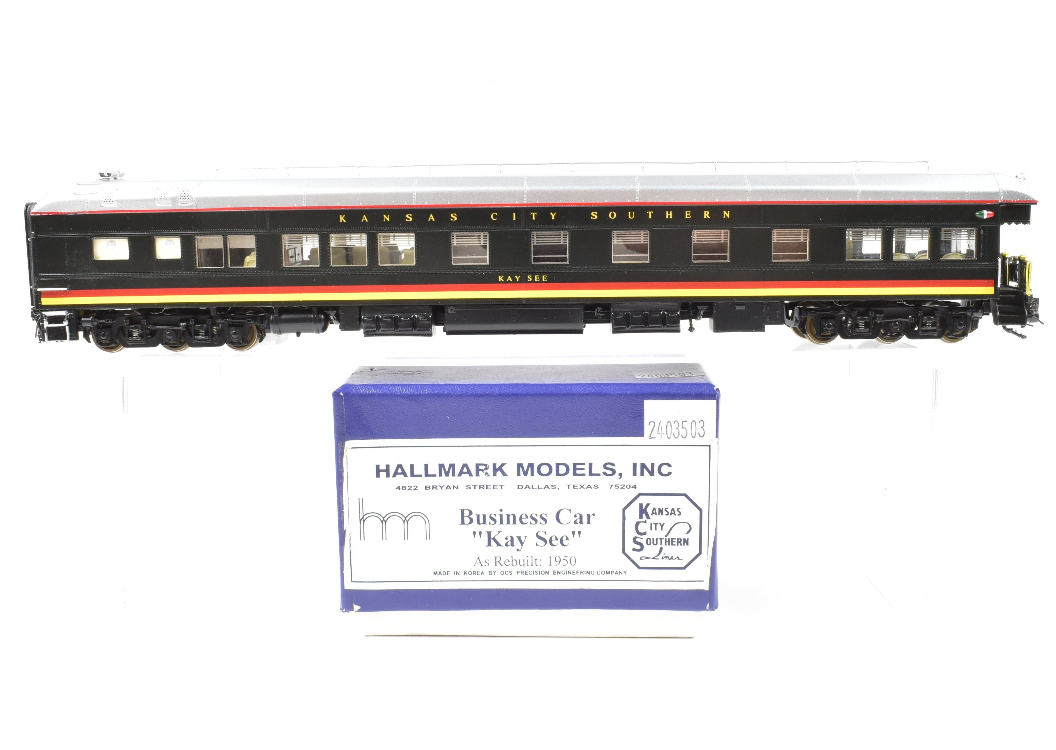 Rare HO Brass Hallmark KCS Kansas City Southern 1950 Rebuilt Business Car