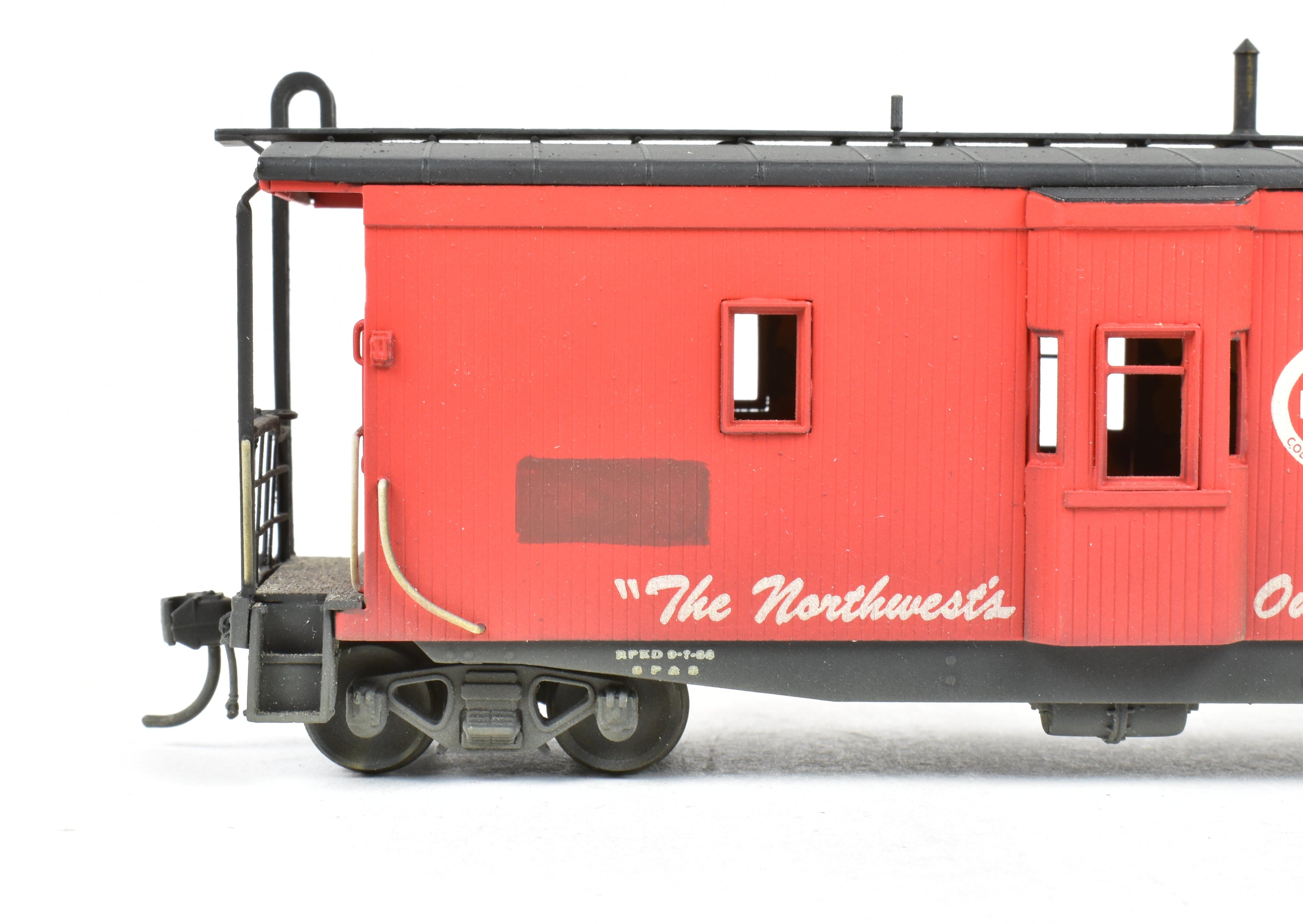 HO Scale Brass OMI - Overland Models, Inc. Model Train Spokane Portland & Seattle Wood Bay Window Caboose with Burlington Northern #11228 Design