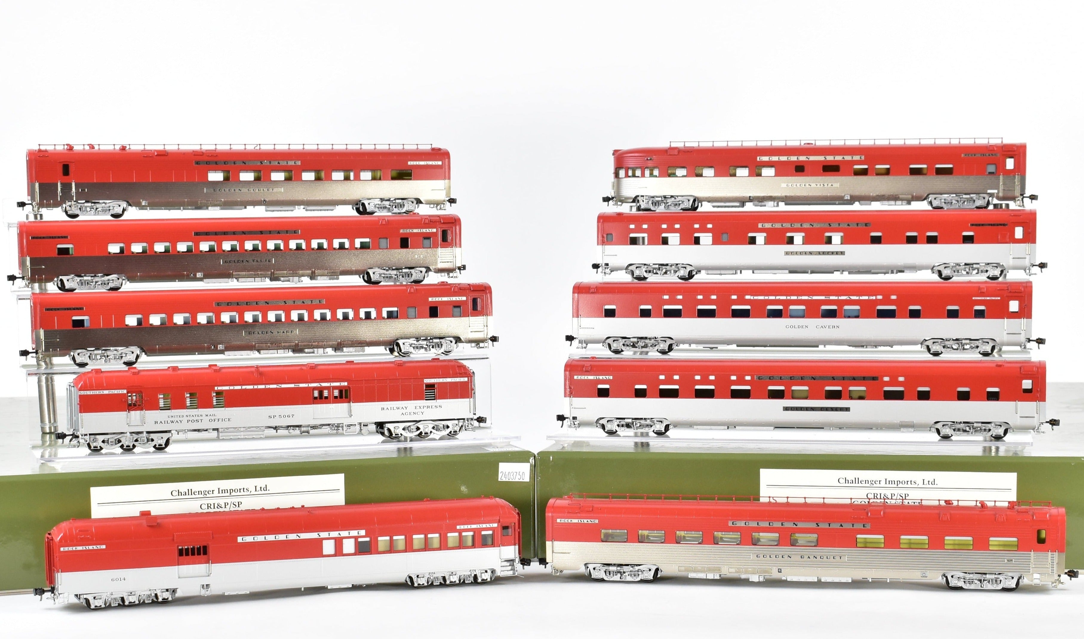 HO Brass 10-Car Passenger Set by Challenger Imports, Factory Painted
