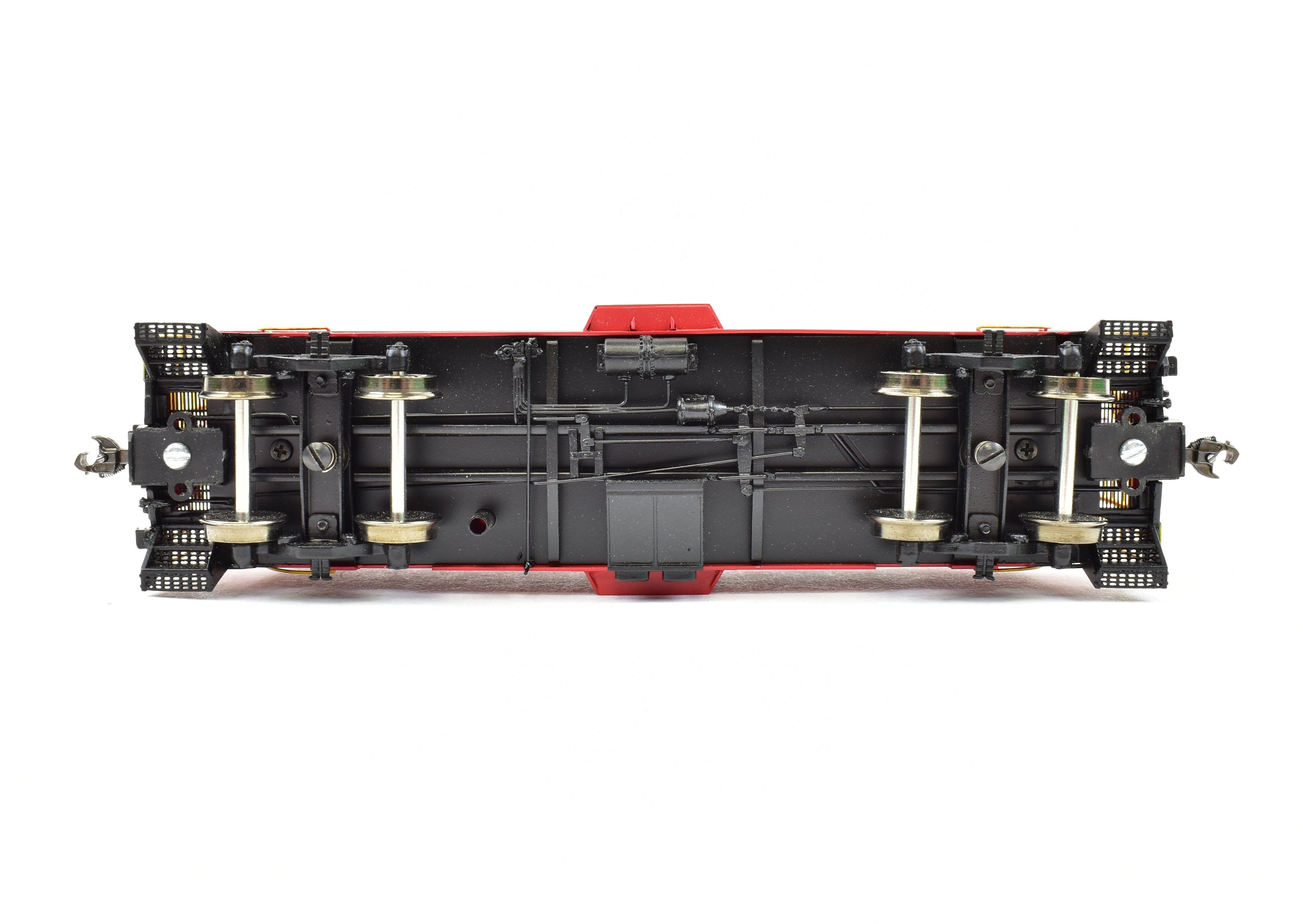 HO Scale Brass OMI - Overland Models, Inc. Chicago & North Western Steel Bay Window Caboose with Factory - Painted Bright Red Finish