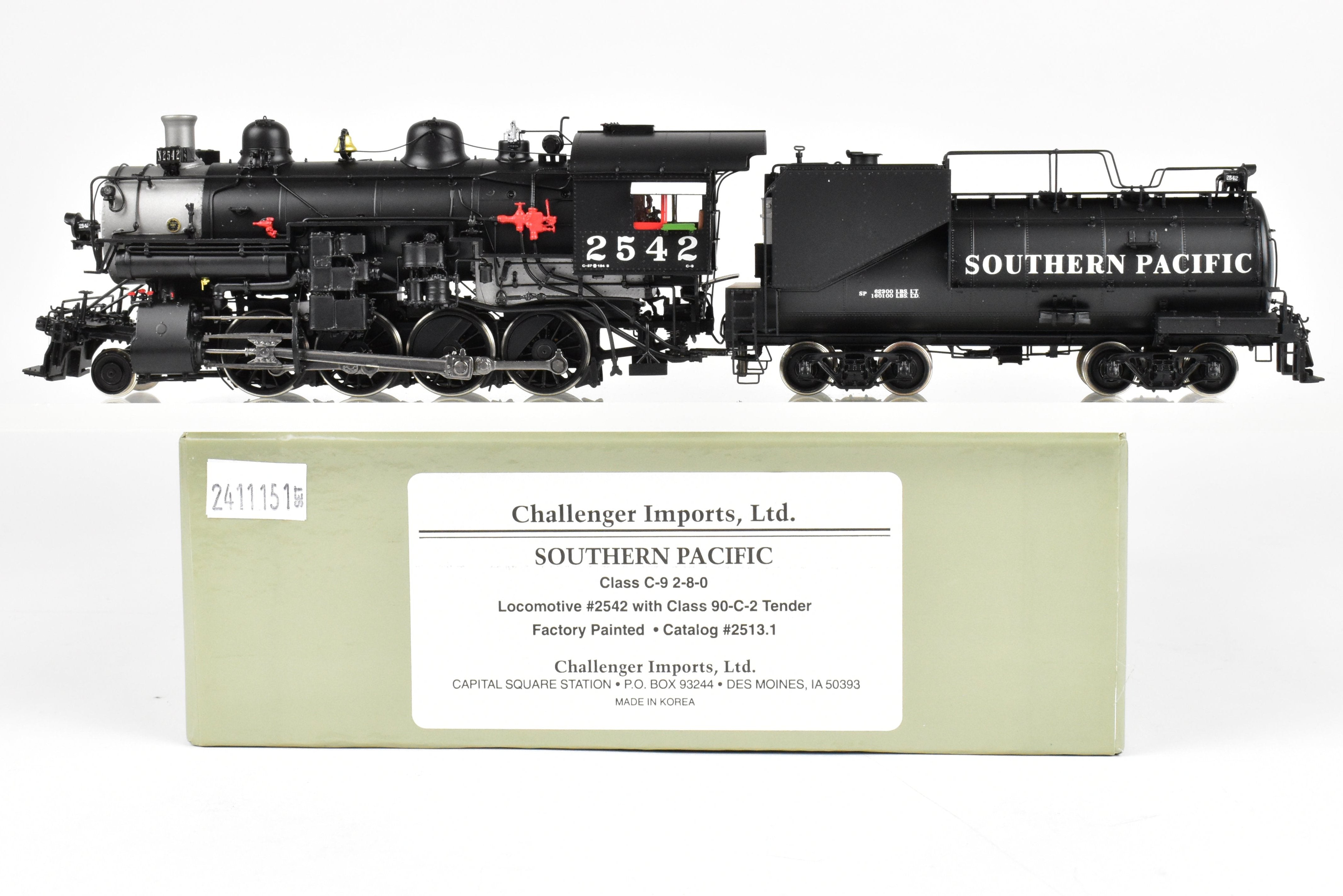 High - Quality HO Scale Brass Steam Locomotive - Challenger Imports SP Southern Pacific Class C - 9 2 - 8 - 0 Front Pilot Engine #2542