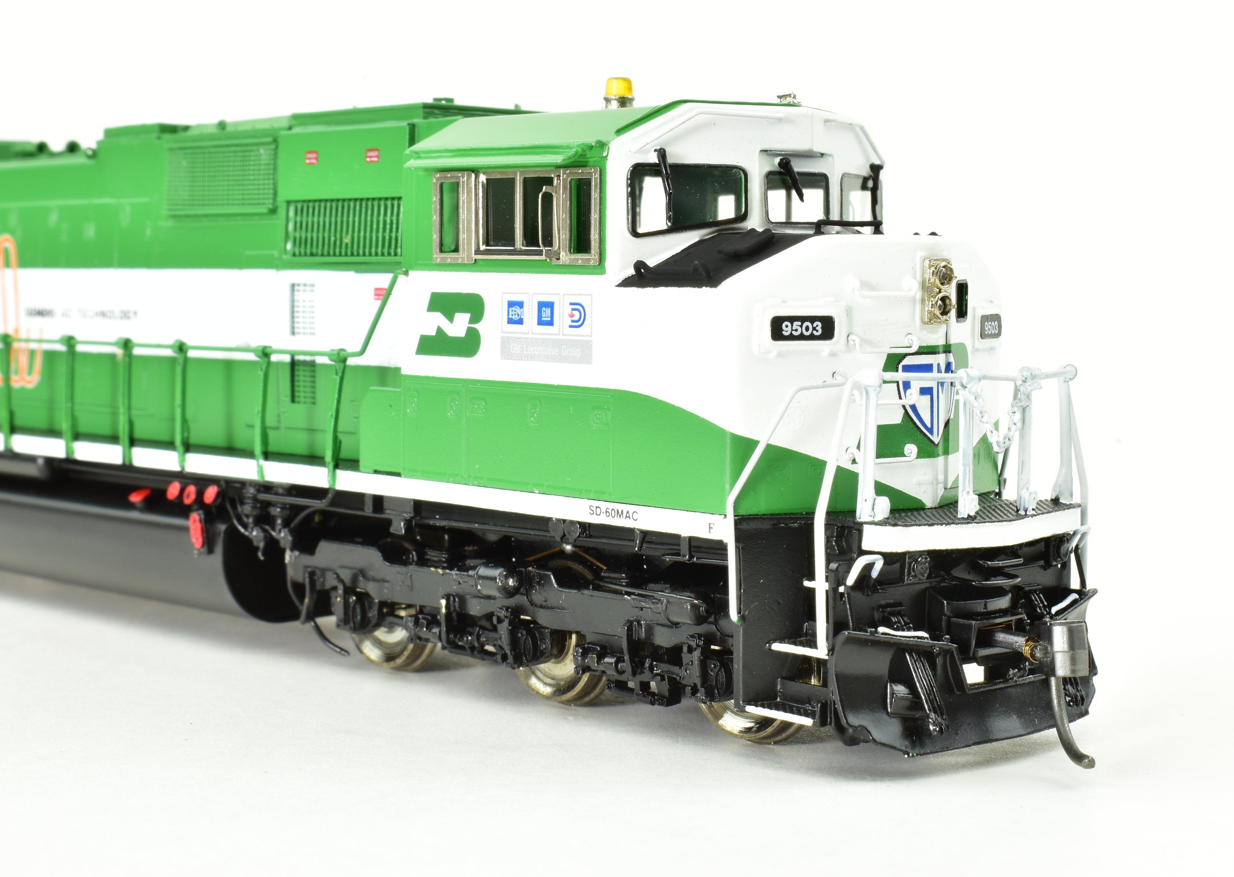 HO Scale Brass Locomotive Model - Overland Models, Inc. Burlington Northern SD60MAC FP No. 9503 with HTCR Trucks