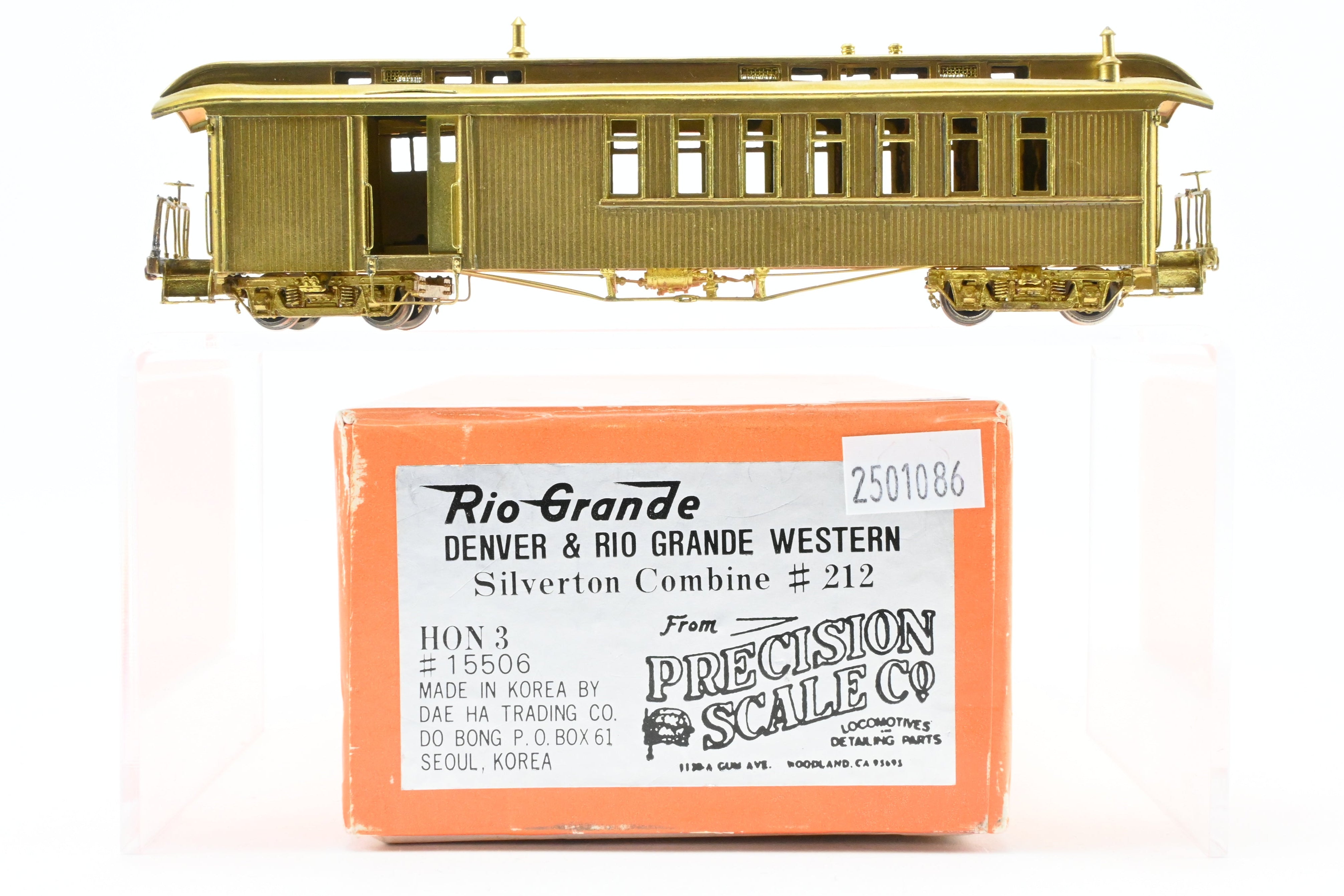 HOn3 Scale Brass Model of Precision Scale Co. D&RGW - Denver & Rio Grande Western Combine No. 212 for Model Train Enthusiasts
