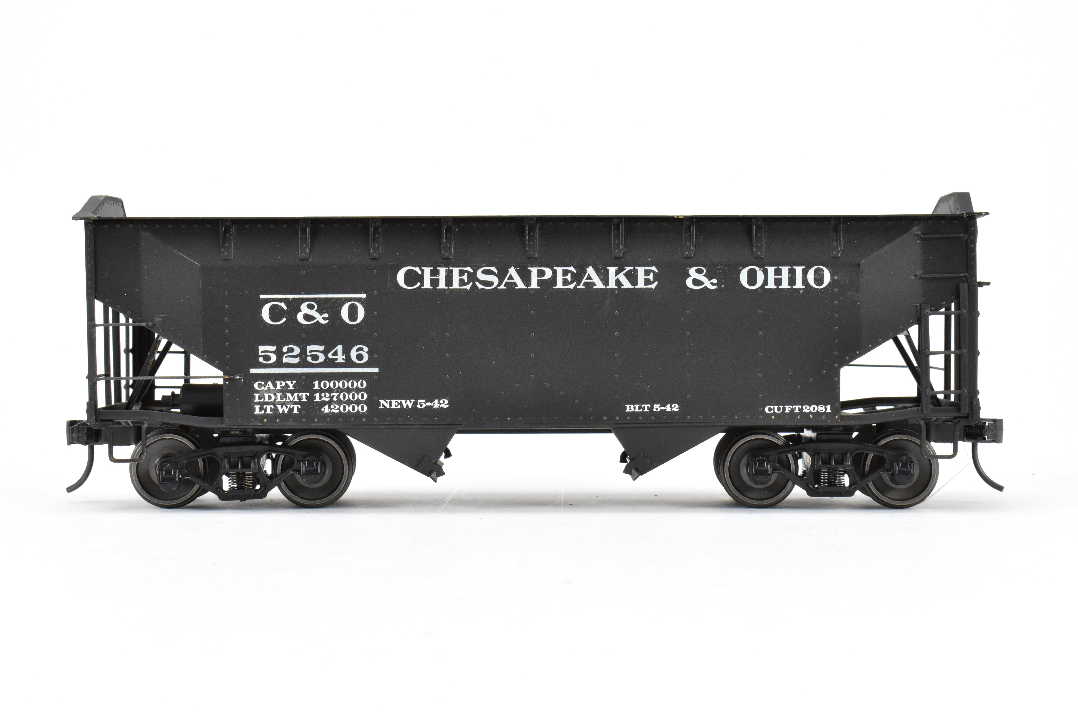 O Scale US Hobbies Brass C&O Offset Side Twin Hopper w/Peaked Ends, CP No. 52546