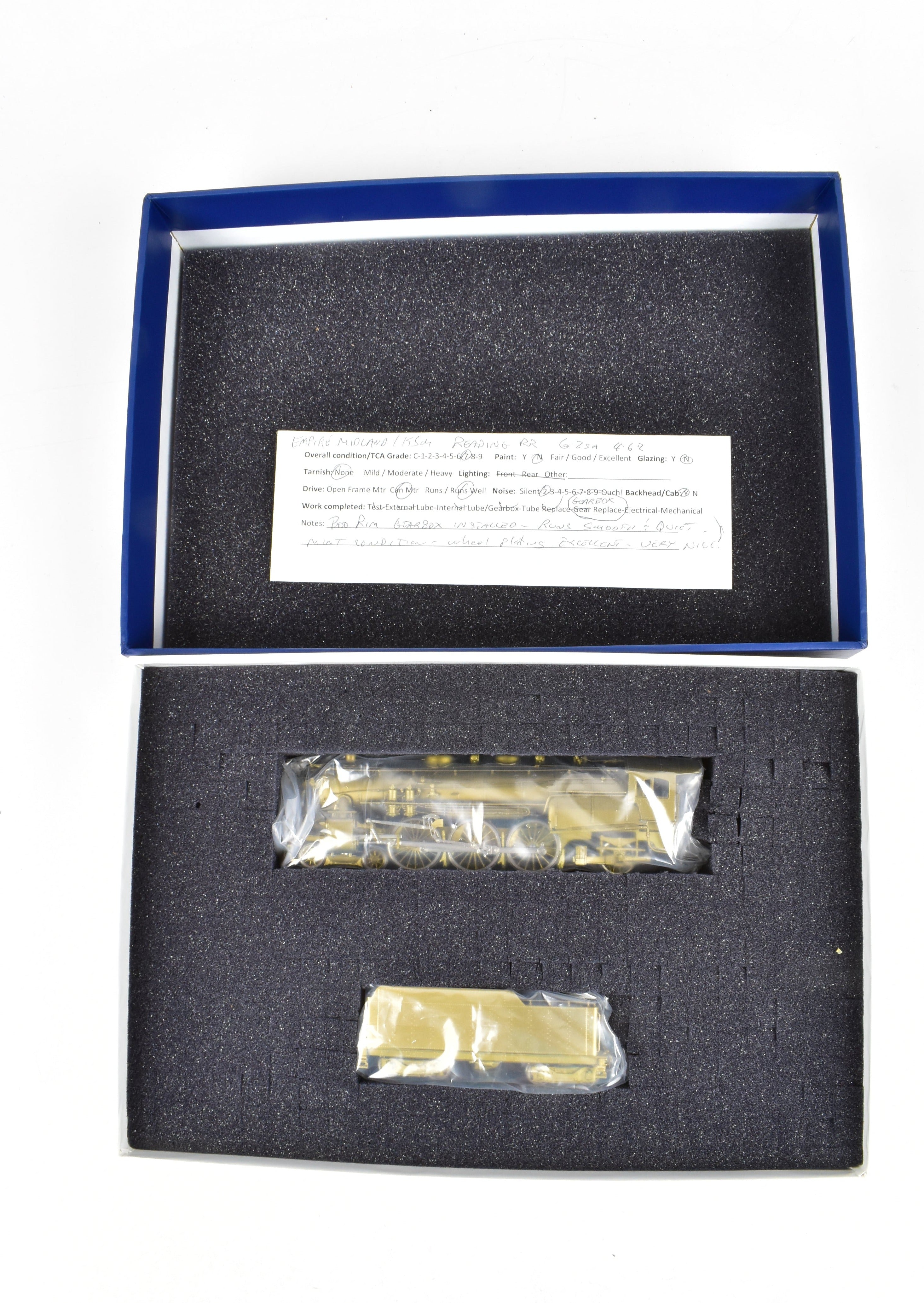 HO Scale Brass Empire Midland Reading 4-6-2 G-2SA Pacific Model Train with Reboxed Packaging and New Boo-Rim Gearbox