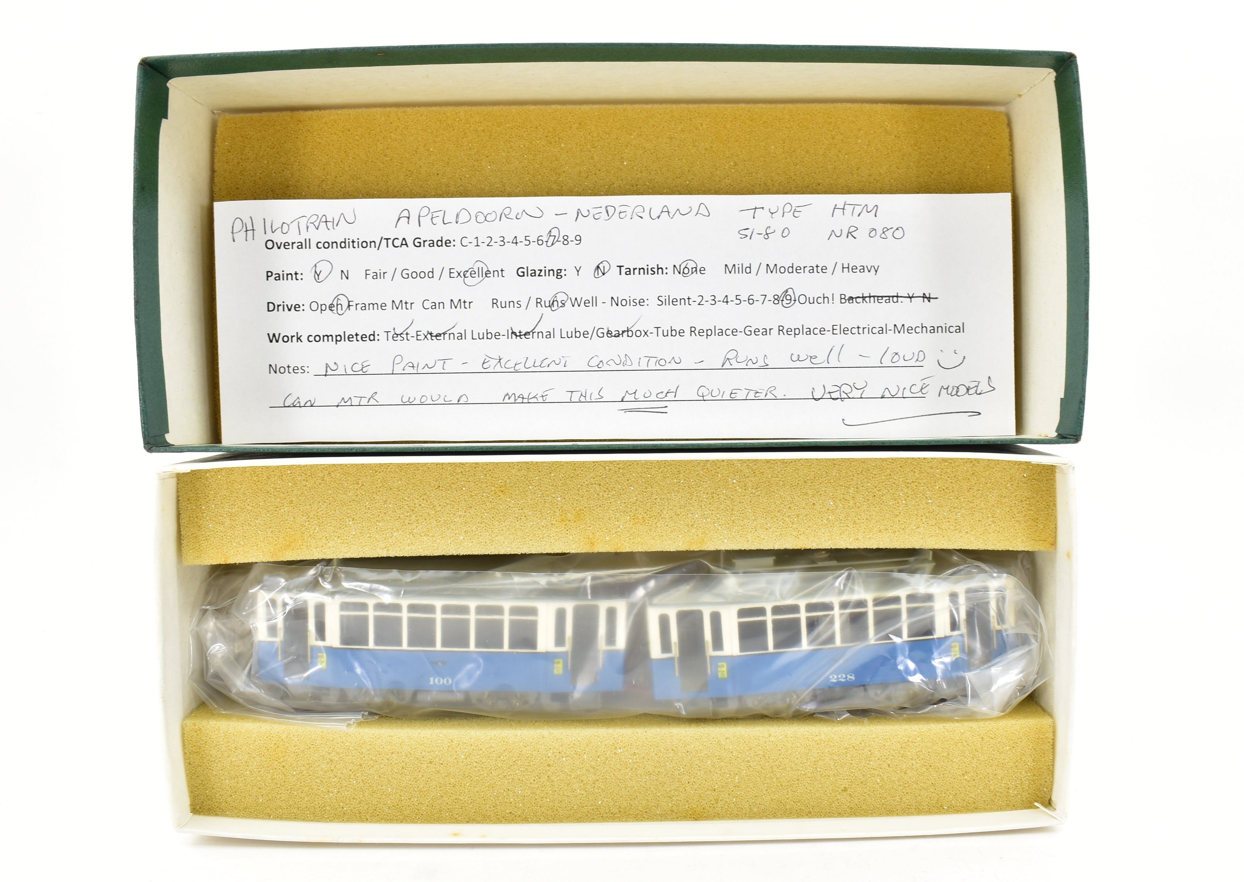 Collectible HO Scale Brass Philotrain Apeldoor - Nederland Type HTM 51 - 80 Painted Tram Set Model