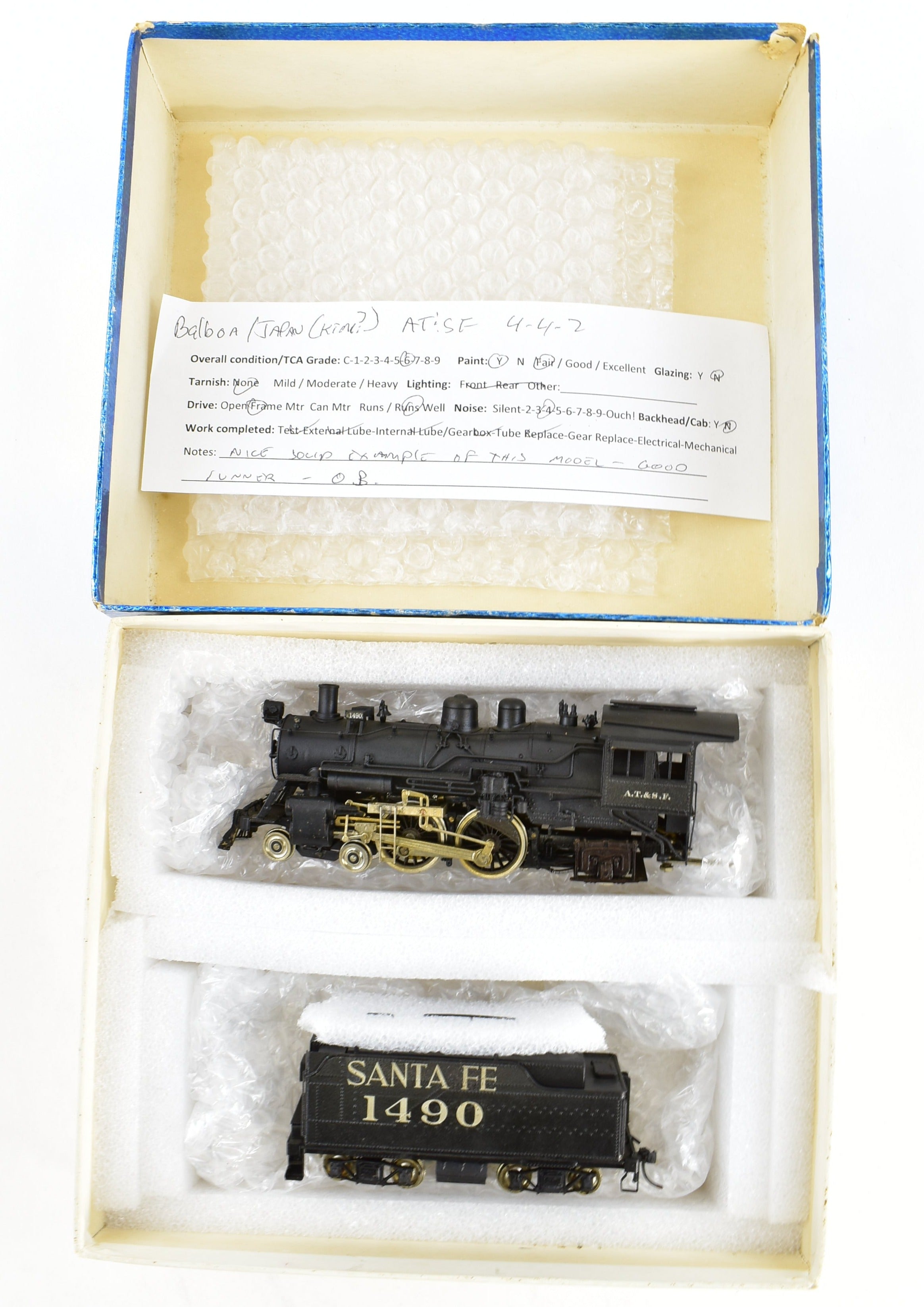 HO Brass Balboa ATSF Santa Fe 1480 Class 4-4-2 Atlantic Locomotive CP #1490