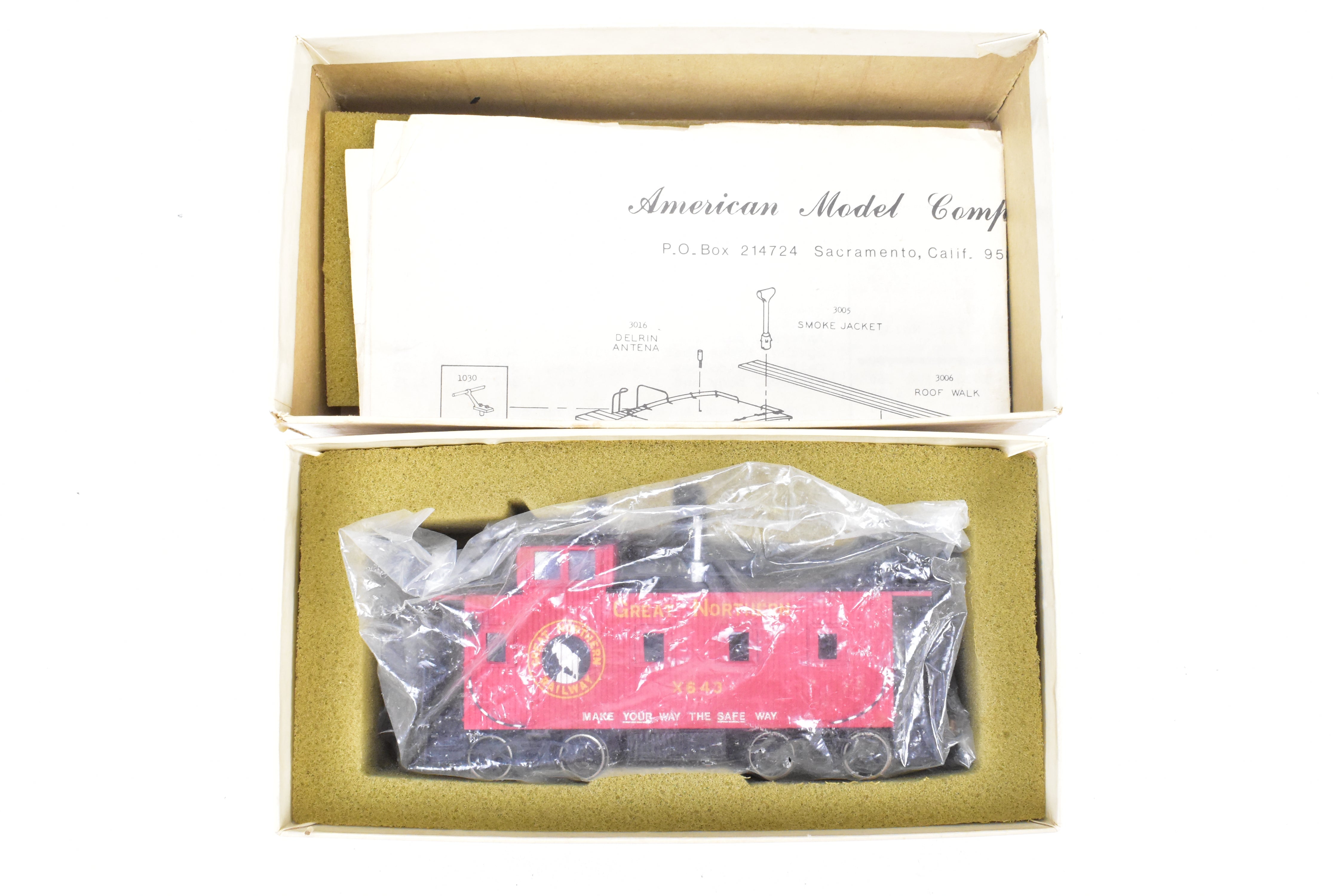 HO Scale Brass American Model Company GN 25-Foot Wood Caboose C/P #X643