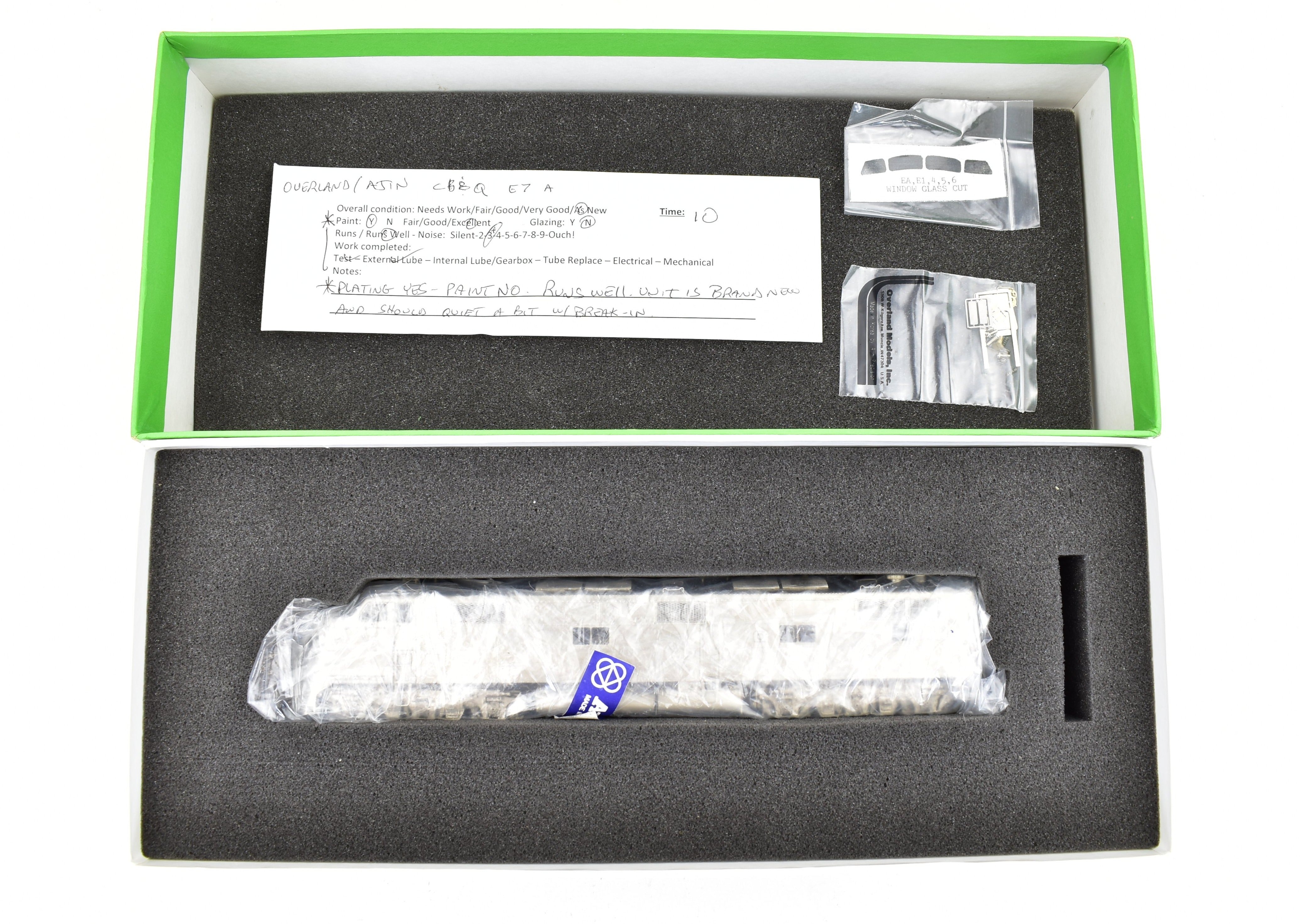 HO Scale Brass Model Train - Overland Models, Inc. CB&Q - Burlington Route EMD E7A Factory Plated Locomotive from 1966 Era
