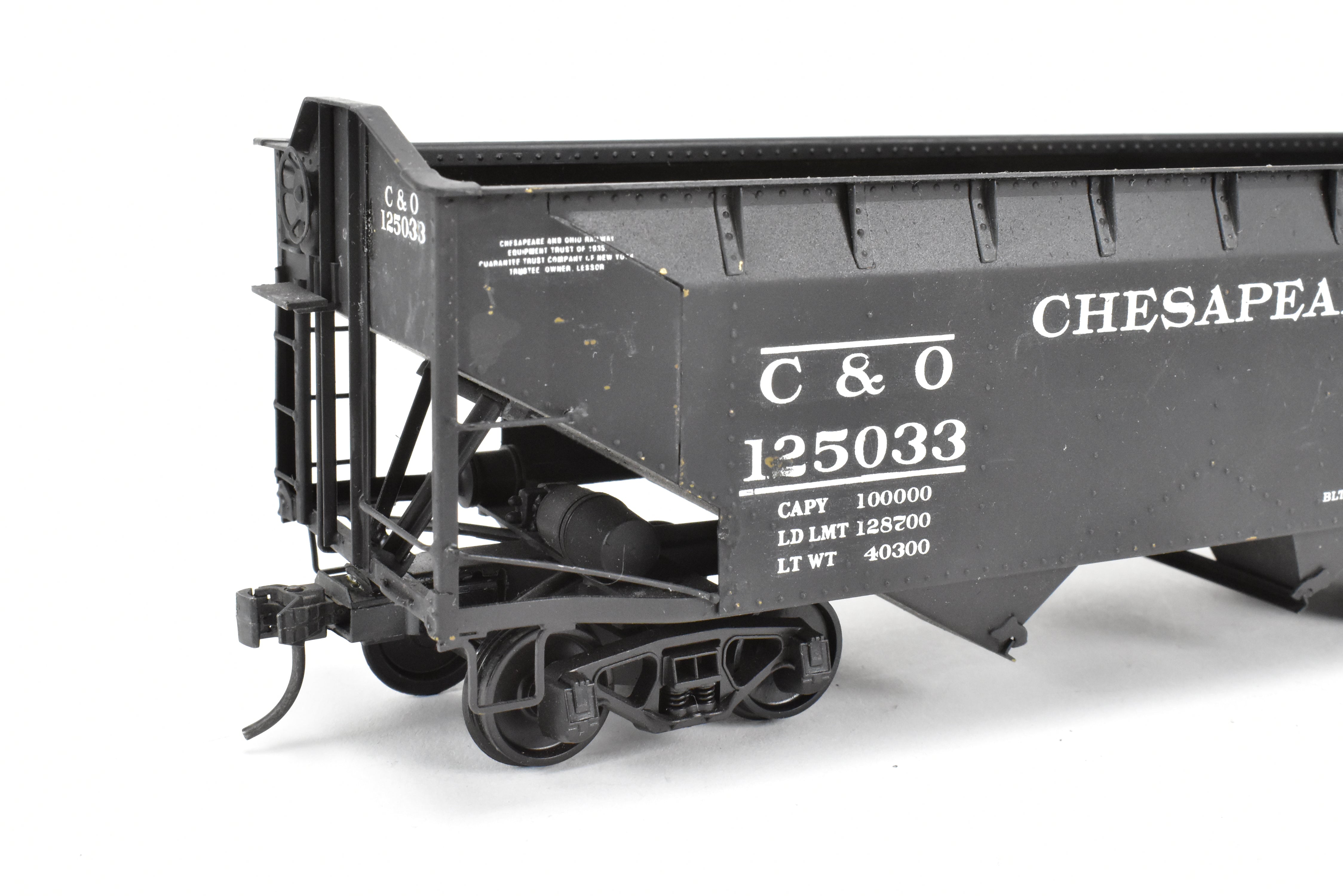 O Scale Custom Painted C&O Brass US Hobbies 2 Bay Hopper No. 125033