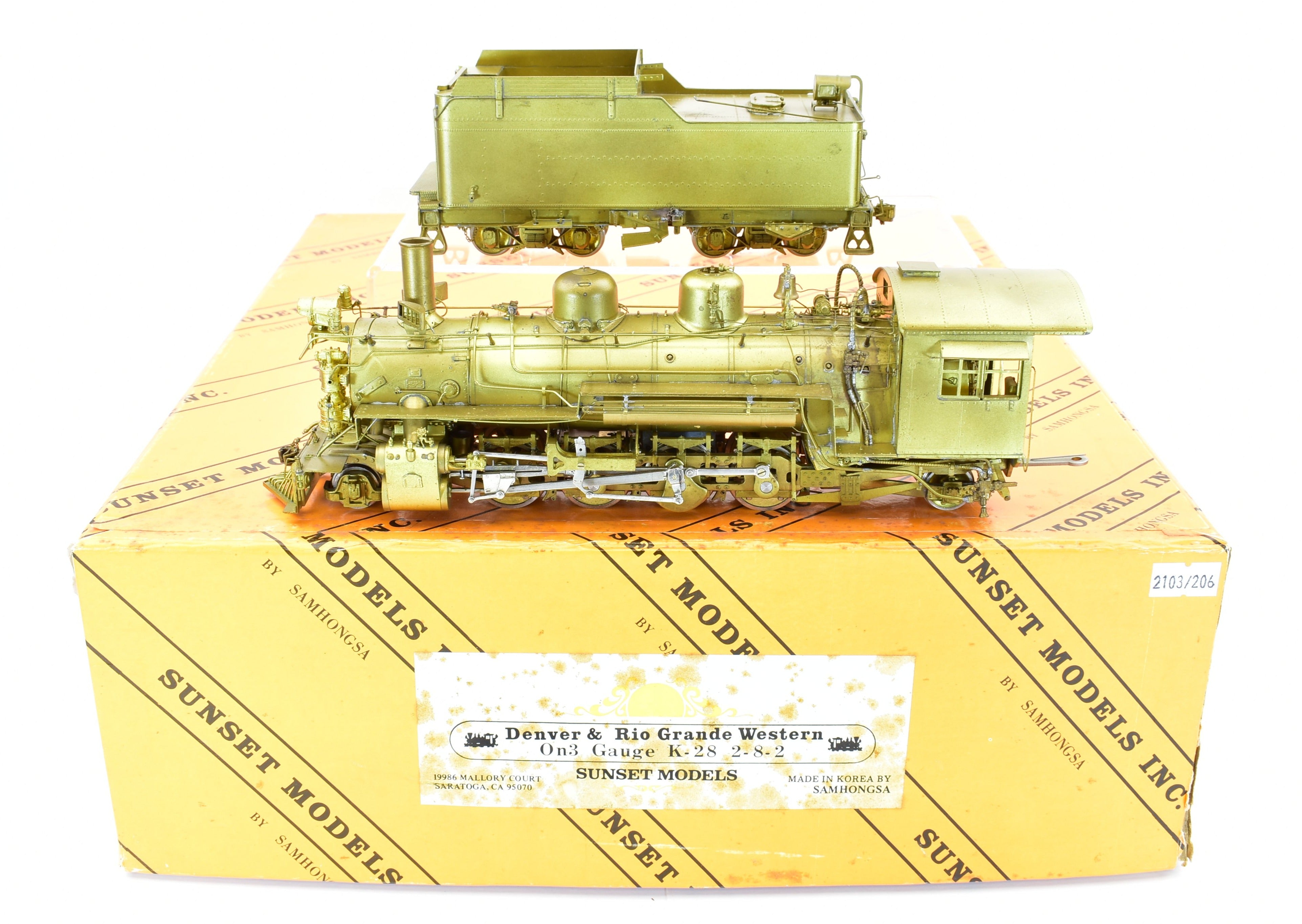 On3 Scale Brass D&RGW Denver & Rio Grande Western K-28 2-8-2 Sunset Model