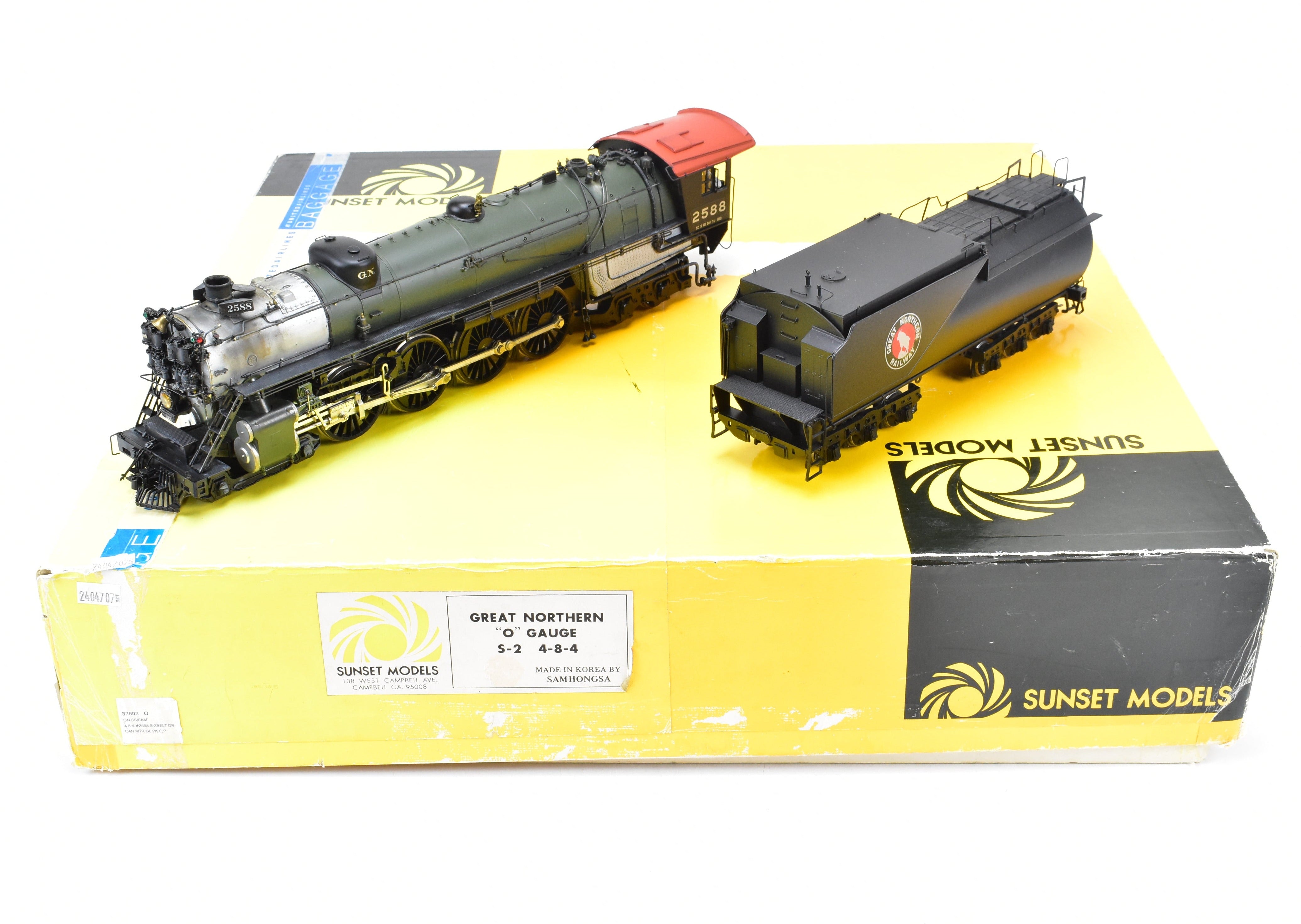 O Scale Brass Model Train - Sunset Models Great Northern S - 2 Class 4 - 8 - 4 Custom Painted Locomotive No. 2588