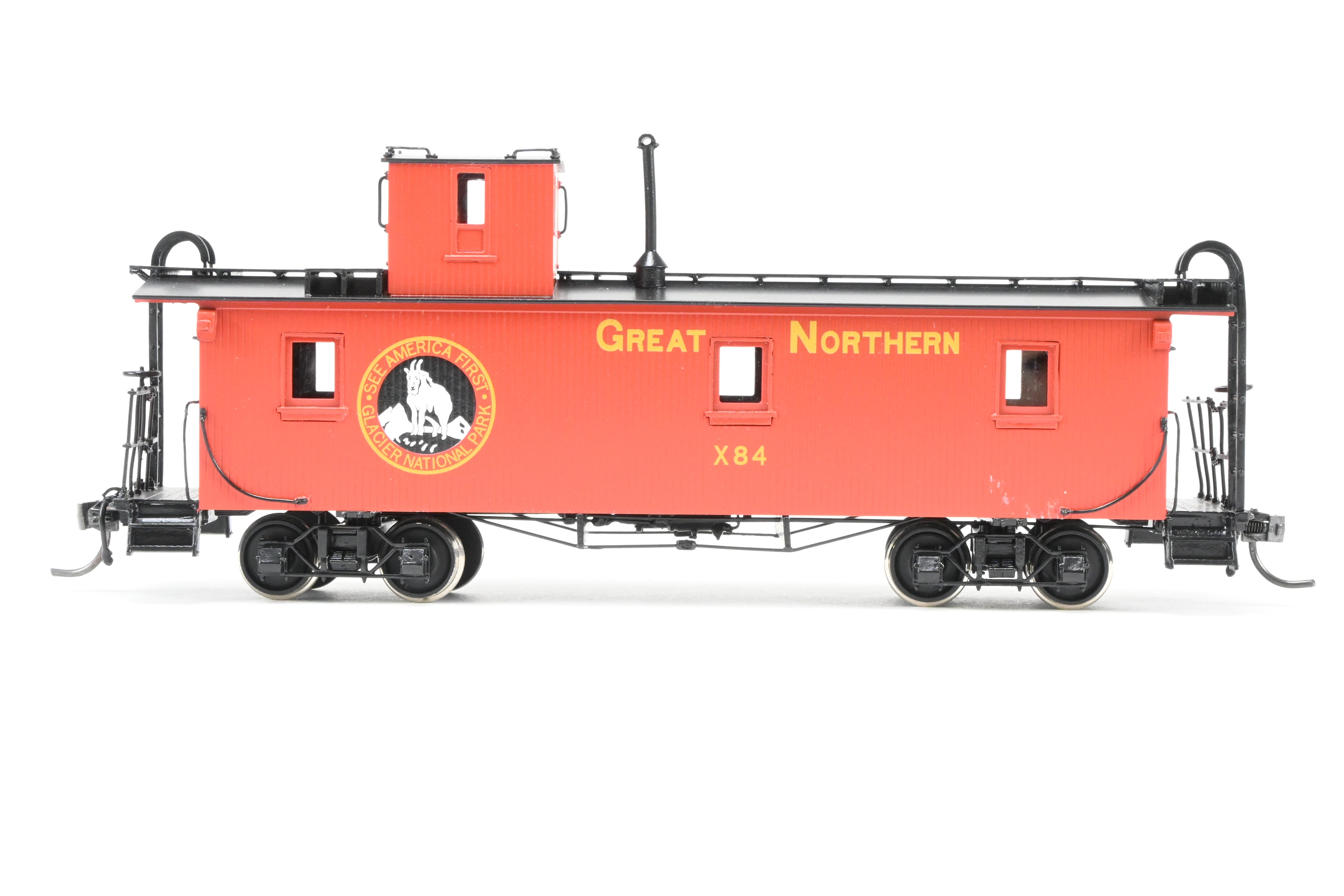 HO Scale Brass North Bank Line Great Northern 33-Foot Truss Rod Caboose Model, Product No. X84