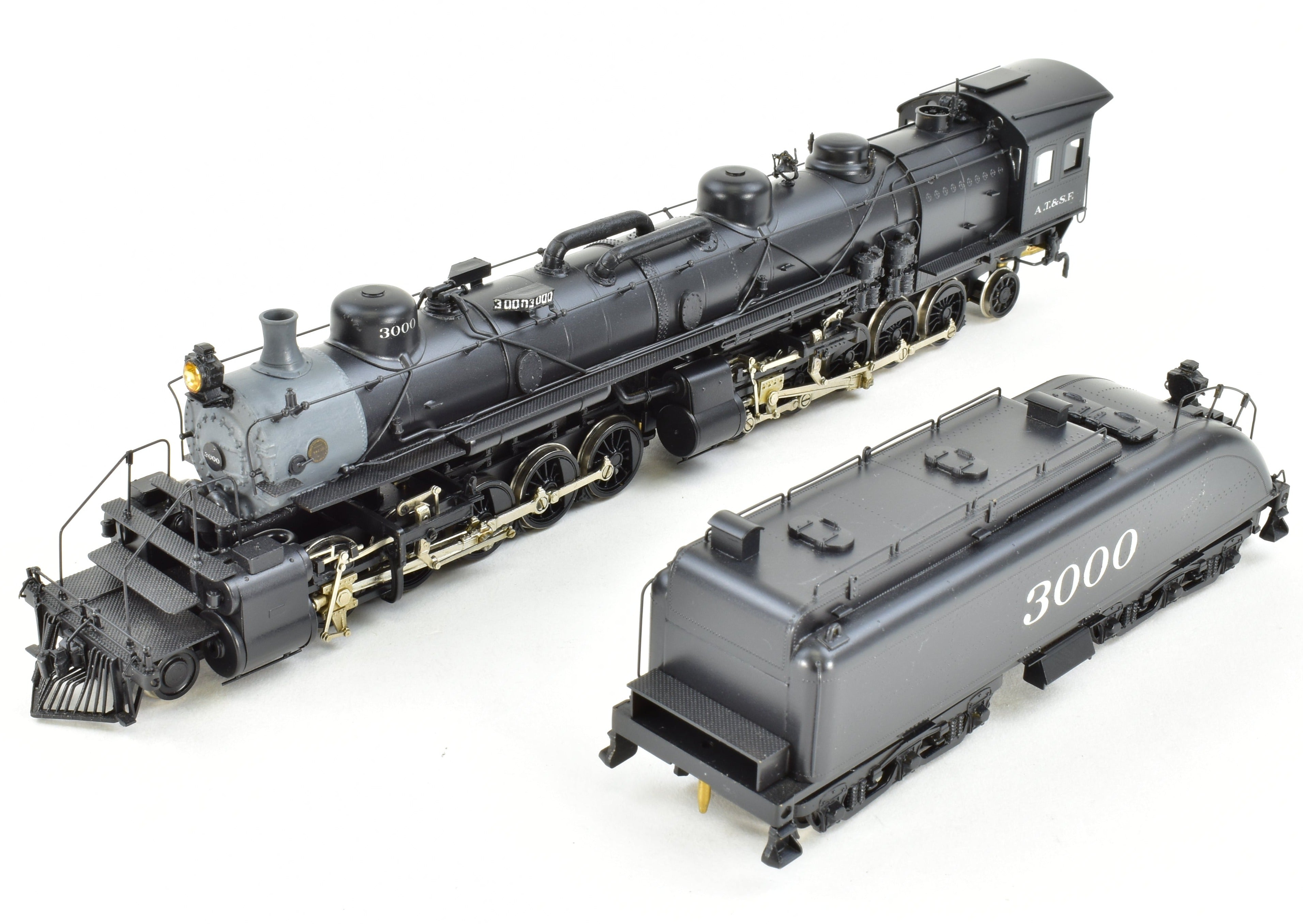 HO Scale Brass Model Train from Westside Model Co. - ATSF Santa Fe 2-10-10-2 Professionally Painted with Run Number 3000