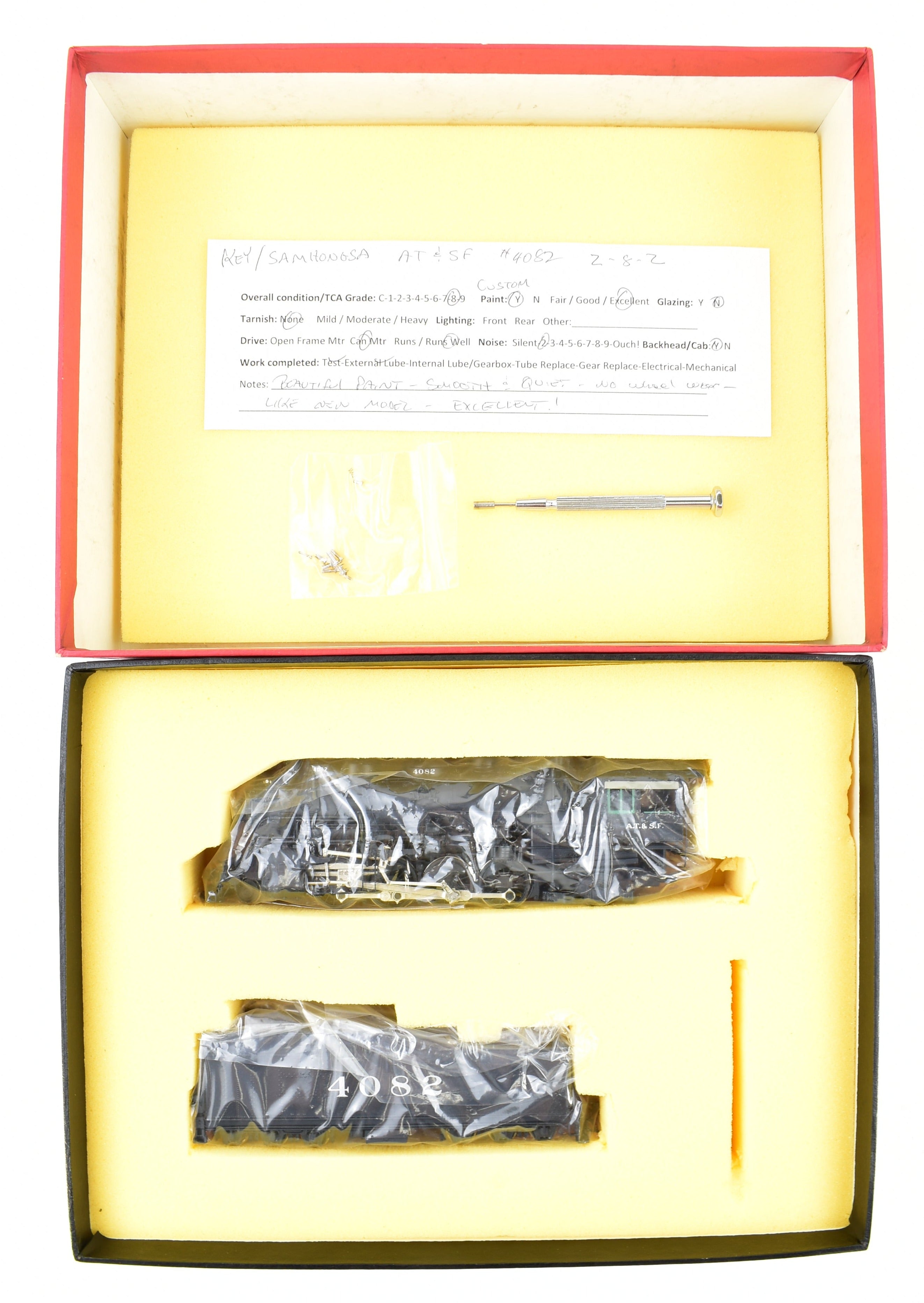 High - Quality HO Scale Brass Steam Locomotive Key Imports ATSF - Santa Fe 2 - 8 - 2 Mikado Pro - Painted Model No. 4082