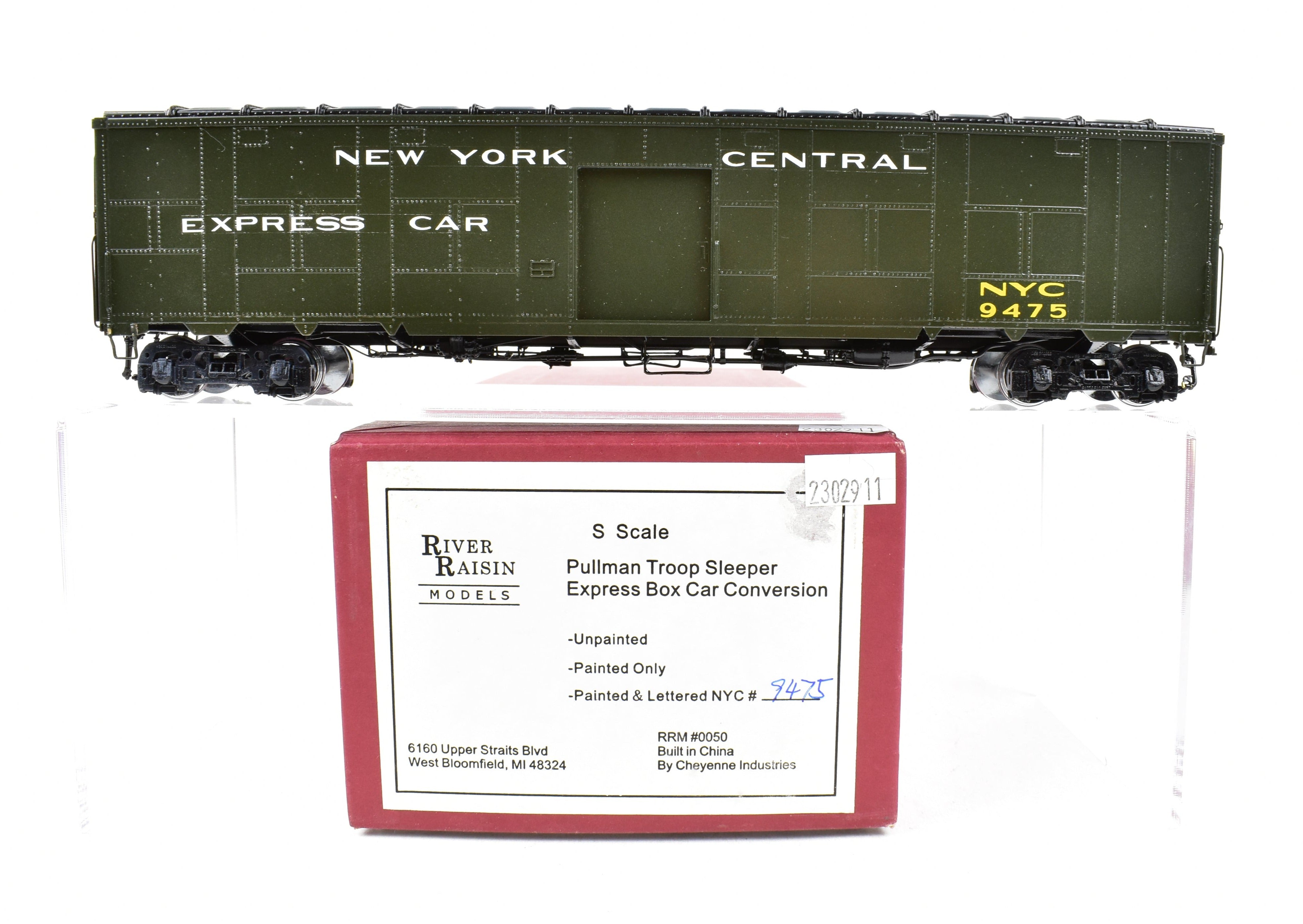 S Scale Brass Model of New York Central Pullman Troop Sleeper Express Box Car Conversion by River Raisin Models from NYC - River Raisin Models' Special Edition in S Scale