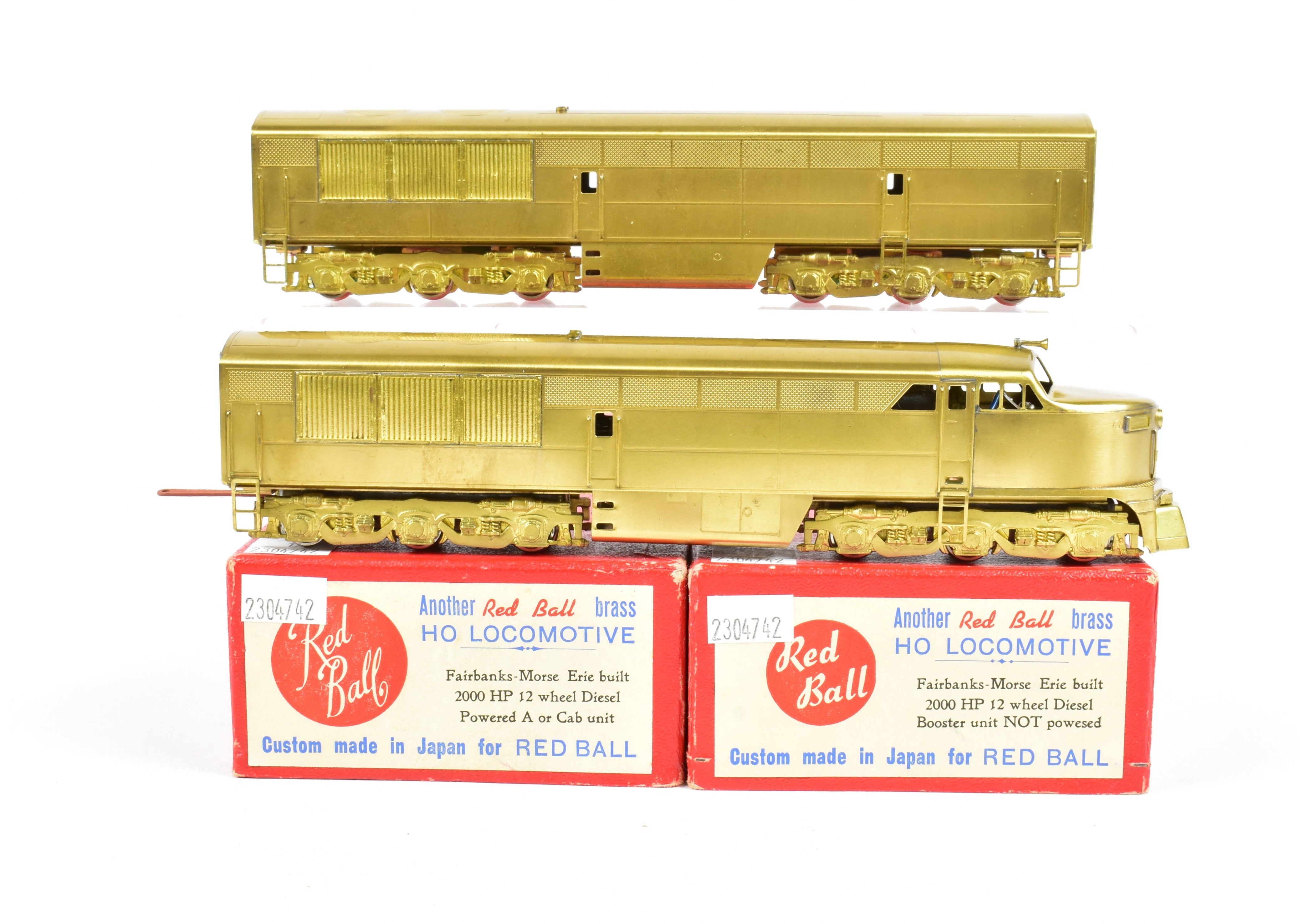 HO Scale Brass Red Ball FM 2000 HP A/B Set with Can Motor Upgrade